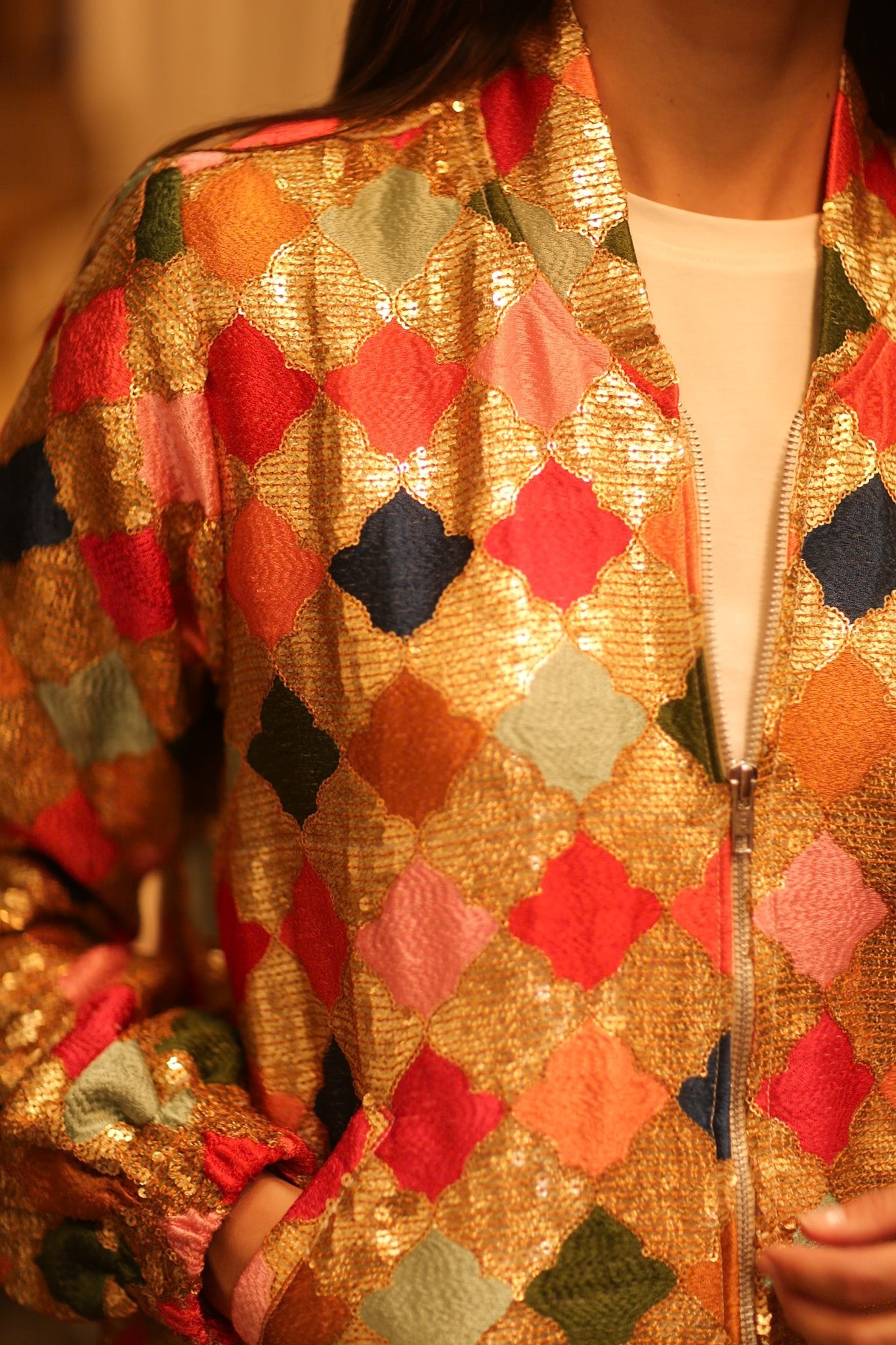 EMBROIDERED SILK BOMBER JACKET ANCHA GINNY - BANGKOK TAILOR CLOTHING STORE - HANDMADE CLOTHING