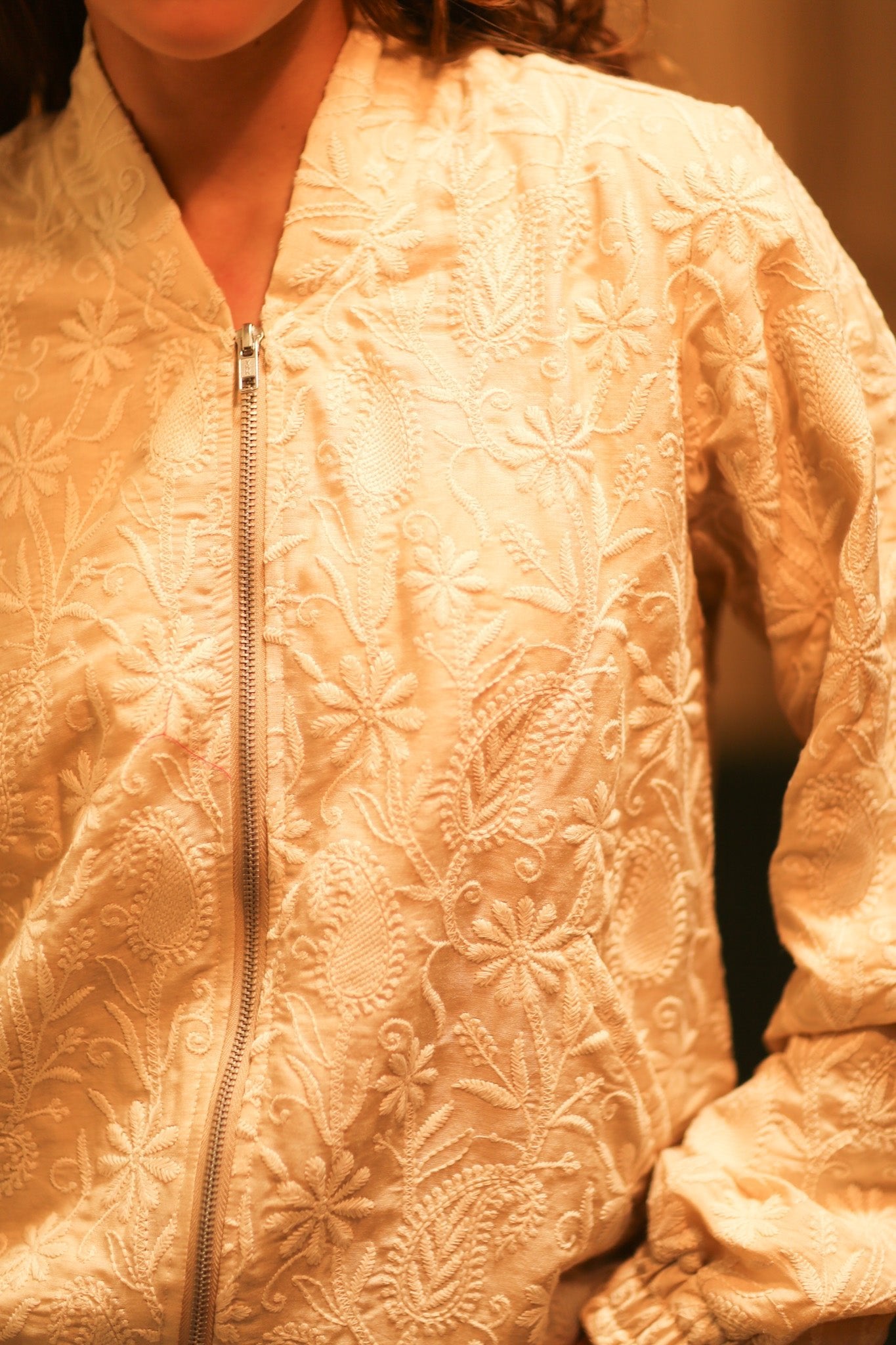 EMBROIDERED SILK BOMBER JACKET GINA - BANGKOK TAILOR CLOTHING STORE - HANDMADE CLOTHING