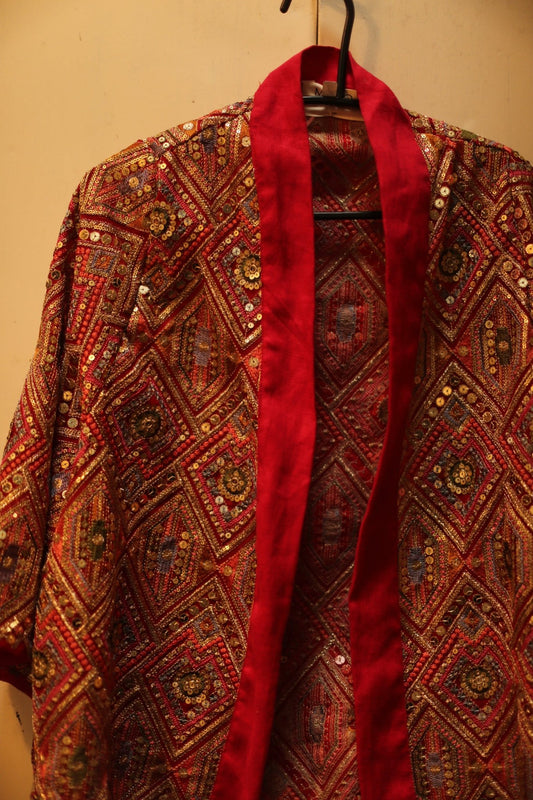 EMBROIDERED SILK KIMONO - S110 - BANGKOK TAILOR CLOTHING STORE - HANDMADE CLOTHING