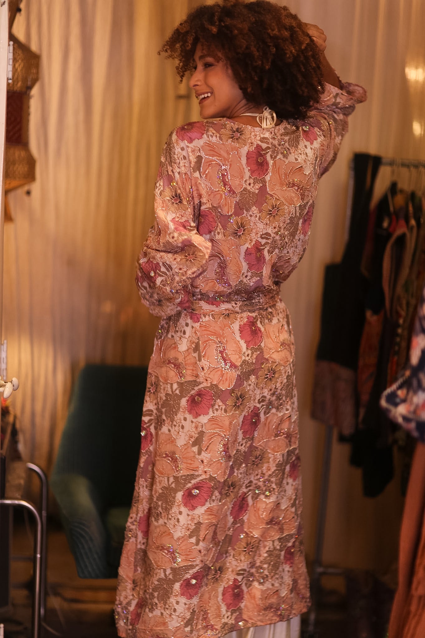 EMBROIDERED SILK LONG KIMONO CONTANCA IRIS - BANGKOK TAILOR CLOTHING STORE - HANDMADE CLOTHING