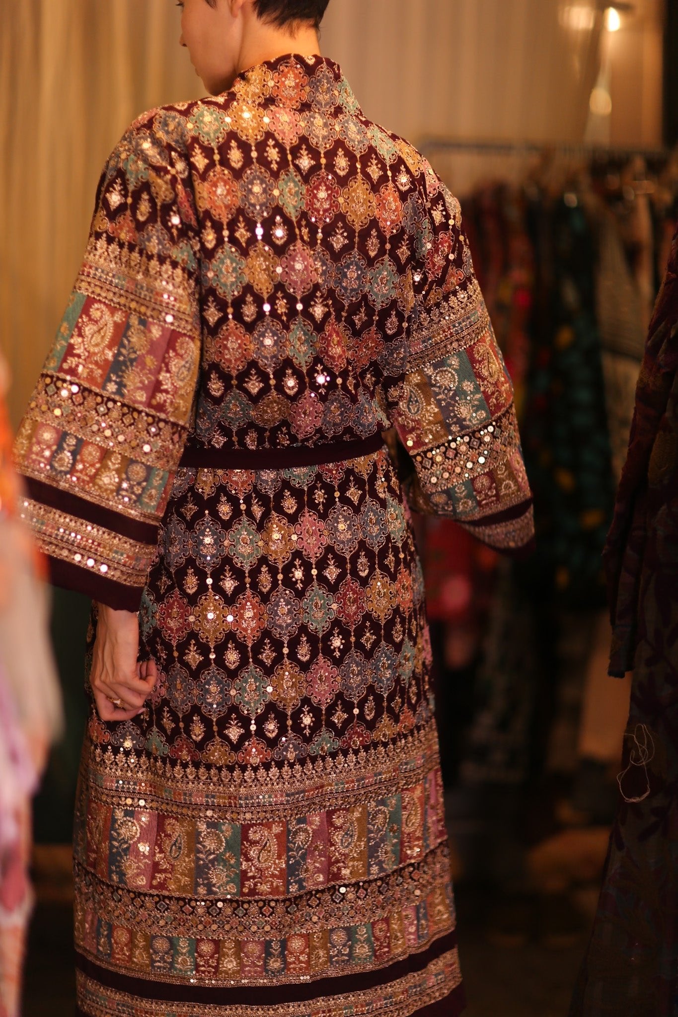 EMBROIDERED SILK RED KIMONO JORI - BANGKOK TAILOR CLOTHING STORE - HANDMADE CLOTHING