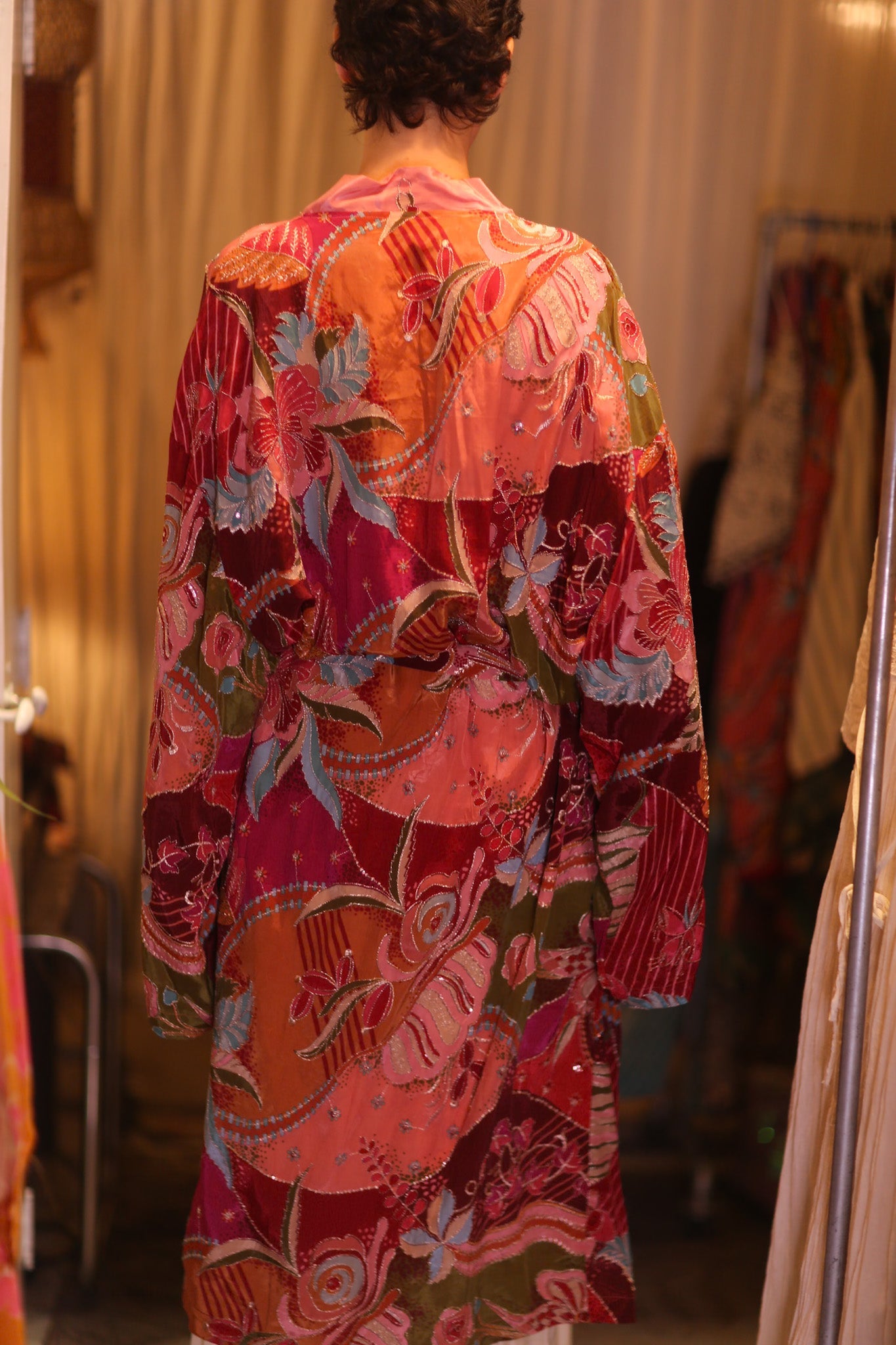 EMBROIDERED SILK WINGS KIMONO WITH BELT BAGAN - BANGKOK TAILOR CLOTHING STORE - HANDMADE CLOTHING