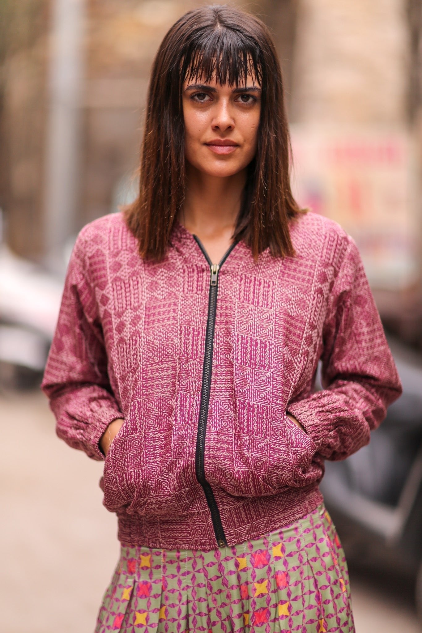 EMBROIDERED SILKE BOMBER JACKET CLAIRE - BANGKOK TAILOR CLOTHING STORE - HANDMADE CLOTHING