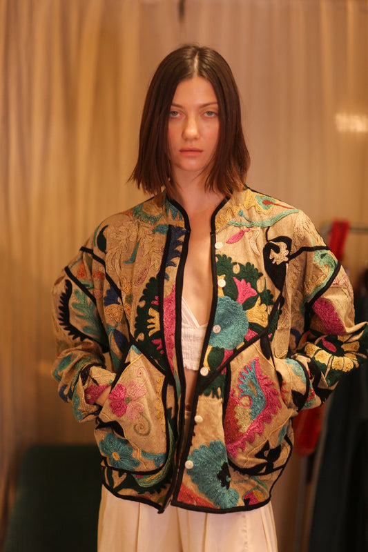 EMBROIDERED SUZANI JACKET PUYA - BANGKOK TAILOR CLOTHING STORE - HANDMADE CLOTHING