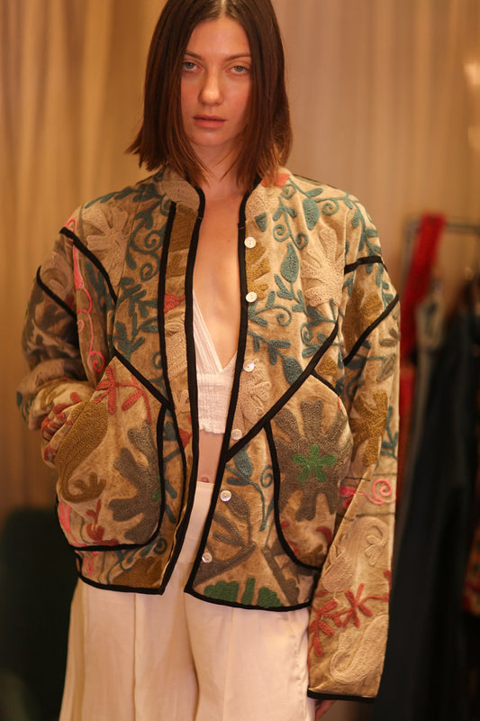 EMBROIDERED VELVET JACKET GORKIN - BANGKOK TAILOR CLOTHING STORE - HANDMADE CLOTHING