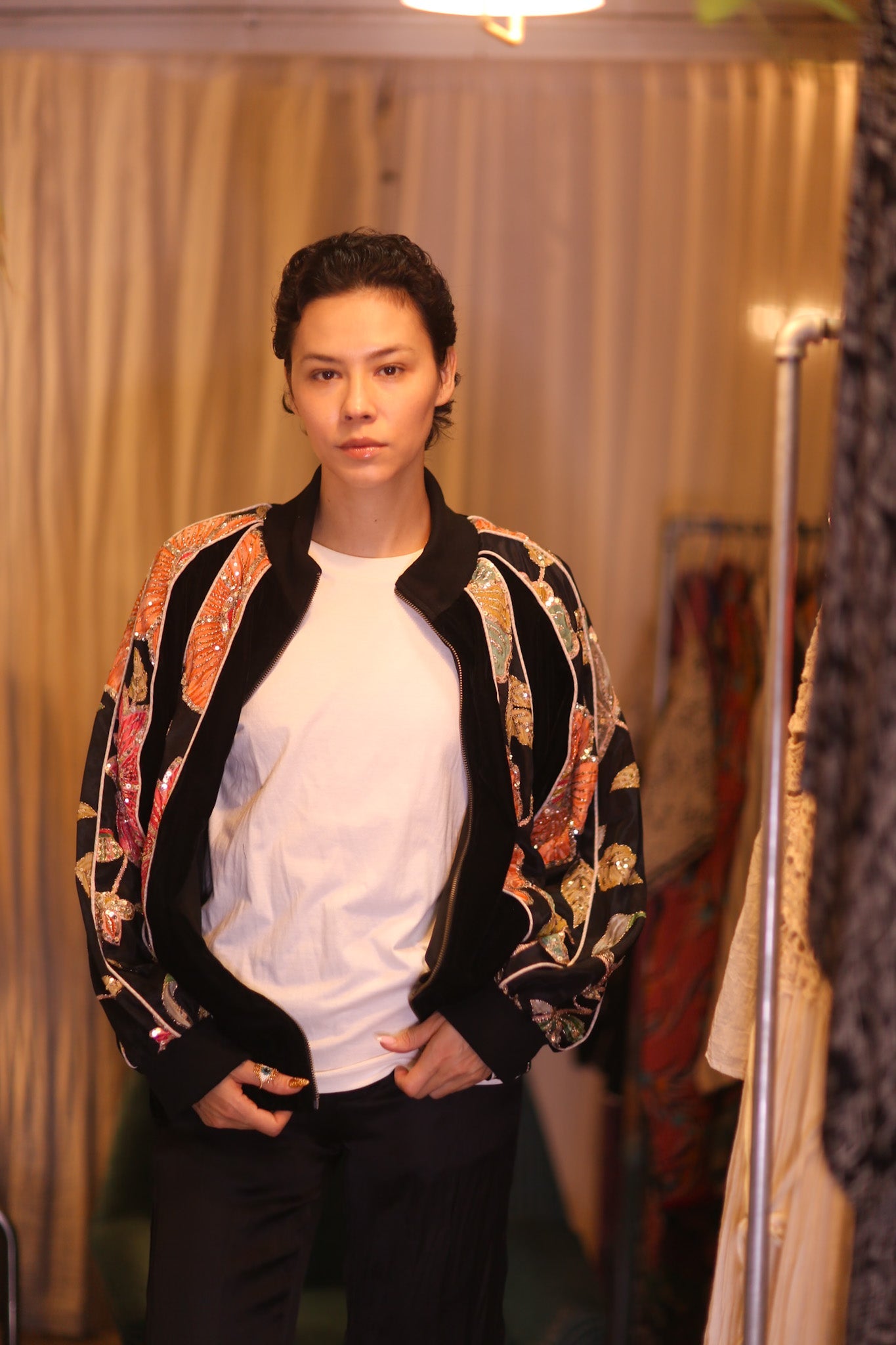 EMBROIDERED VELVET JACKET LILY - BANGKOK TAILOR CLOTHING STORE - HANDMADE CLOTHING