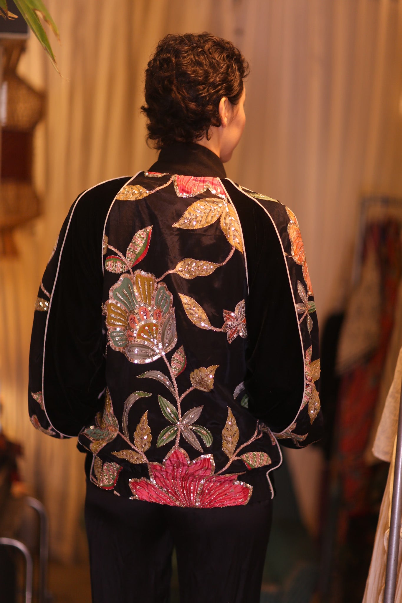 EMBROIDERED VELVET JACKET LILY - BANGKOK TAILOR CLOTHING STORE - HANDMADE CLOTHING