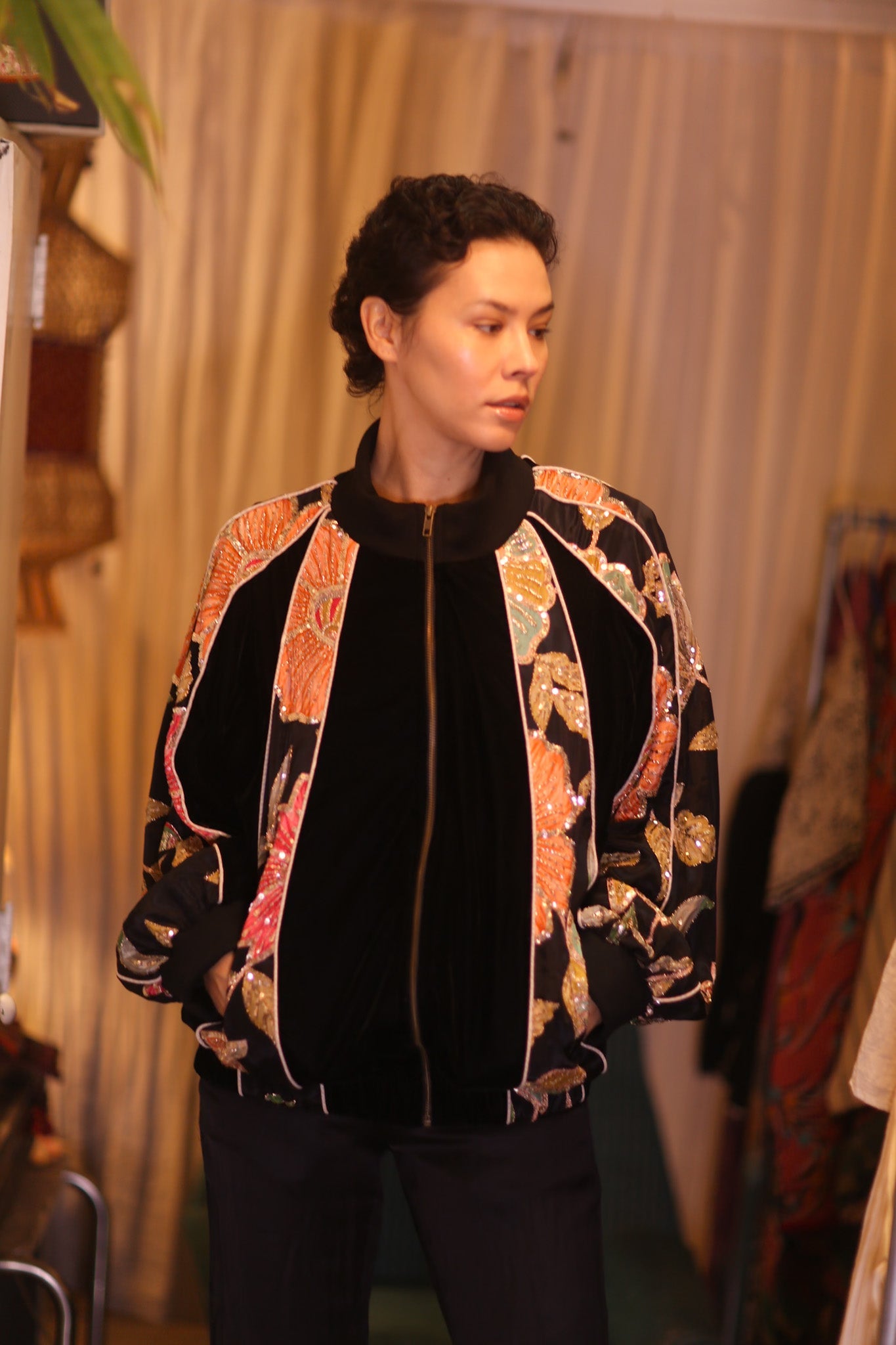 EMBROIDERED VELVET JACKET LILY - BANGKOK TAILOR CLOTHING STORE - HANDMADE CLOTHING
