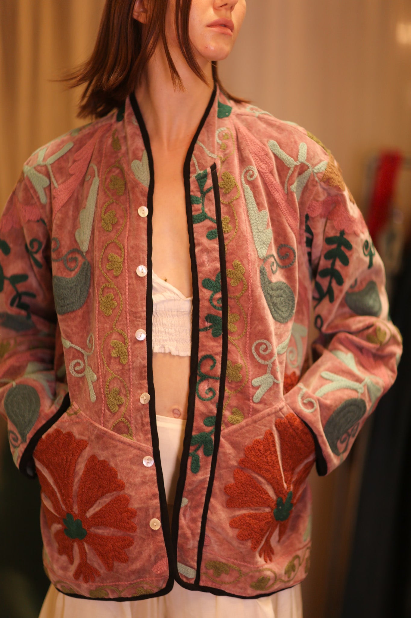 EMBROIDERED VELVET JACKET SAUNG - BANGKOK TAILOR CLOTHING STORE - HANDMADE CLOTHING