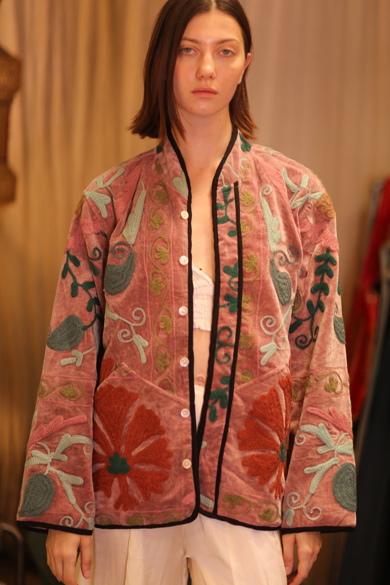 EMBROIDERED VELVET JACKET SAUNG - BANGKOK TAILOR CLOTHING STORE - HANDMADE CLOTHING