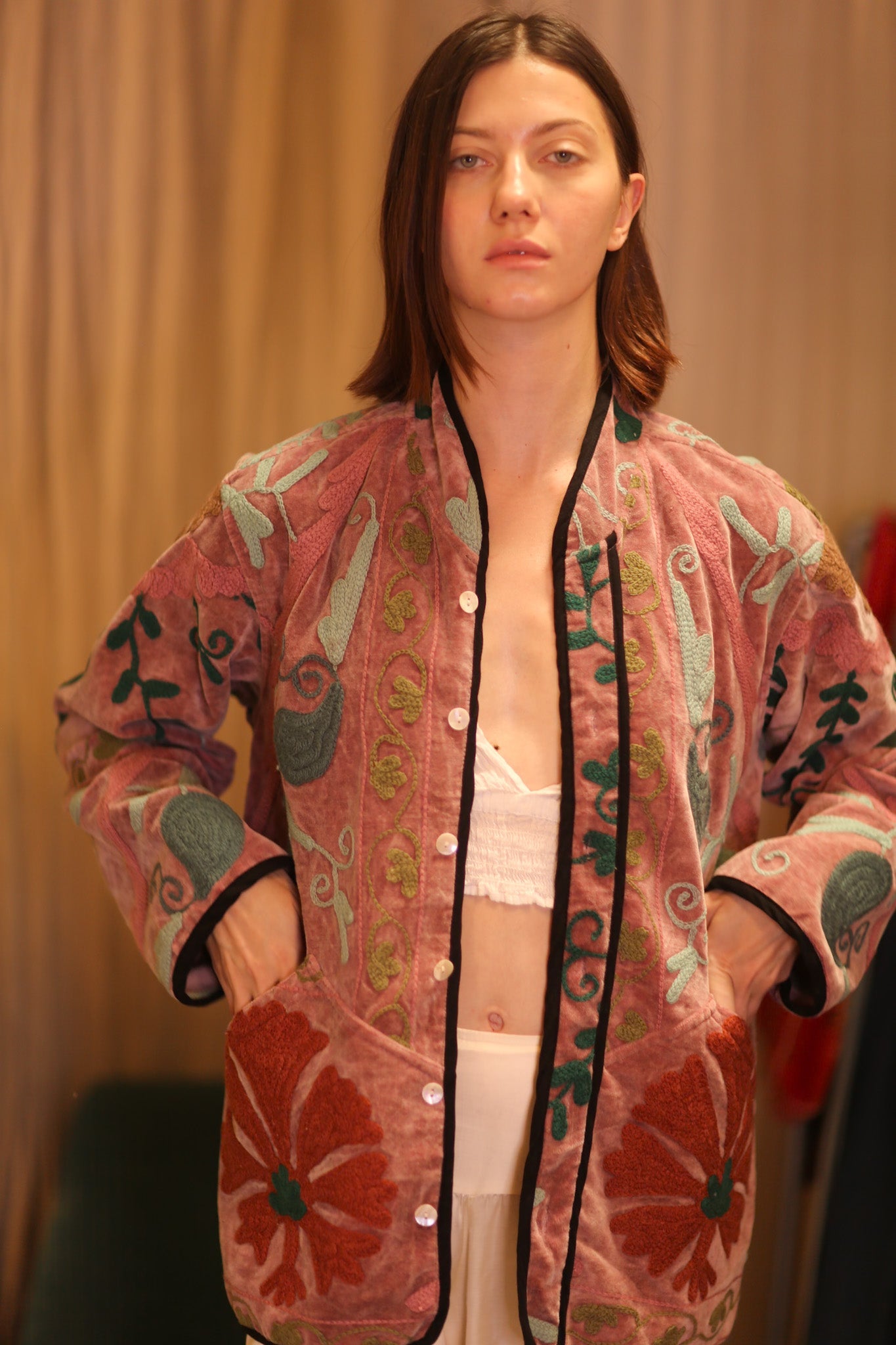 EMBROIDERED VELVET JACKET SAUNG - BANGKOK TAILOR CLOTHING STORE - HANDMADE CLOTHING