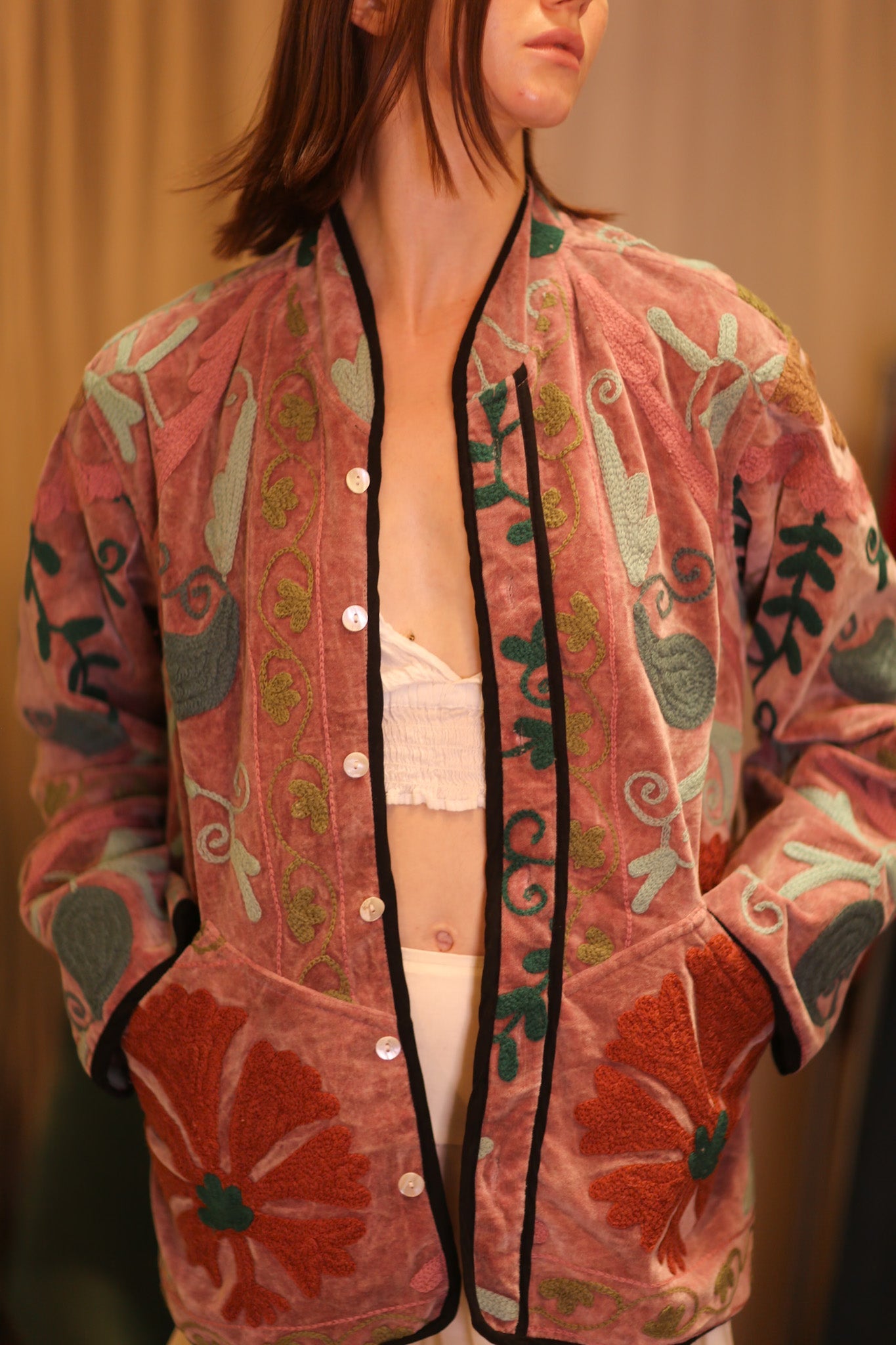 EMBROIDERED VELVET JACKET SAUNG - BANGKOK TAILOR CLOTHING STORE - HANDMADE CLOTHING