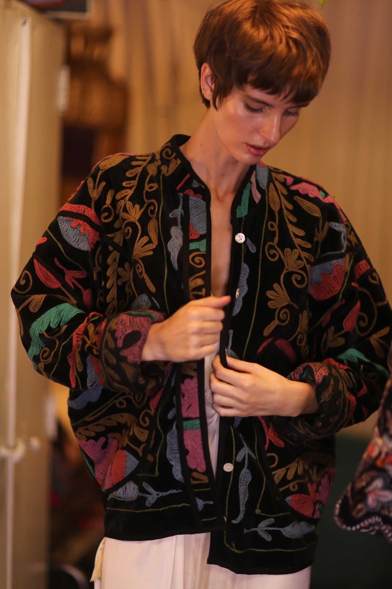 EMBROIDERED VELVET JACKET VIVID - BANGKOK TAILOR CLOTHING STORE - HANDMADE CLOTHING