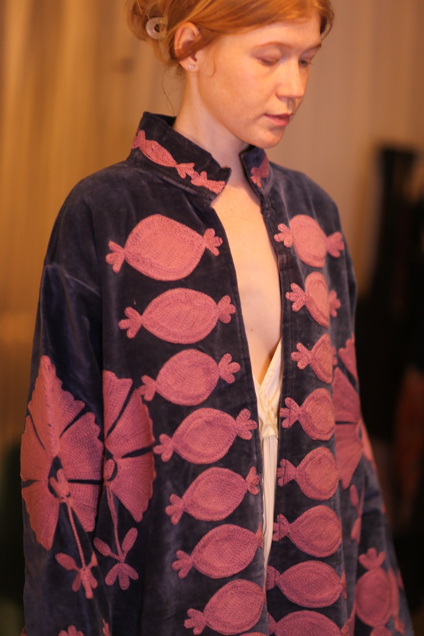 EMBROIDERED VELVET LONG COAT MISCHKA BAYDAR - BANGKOK TAILOR CLOTHING STORE - HANDMADE CLOTHING