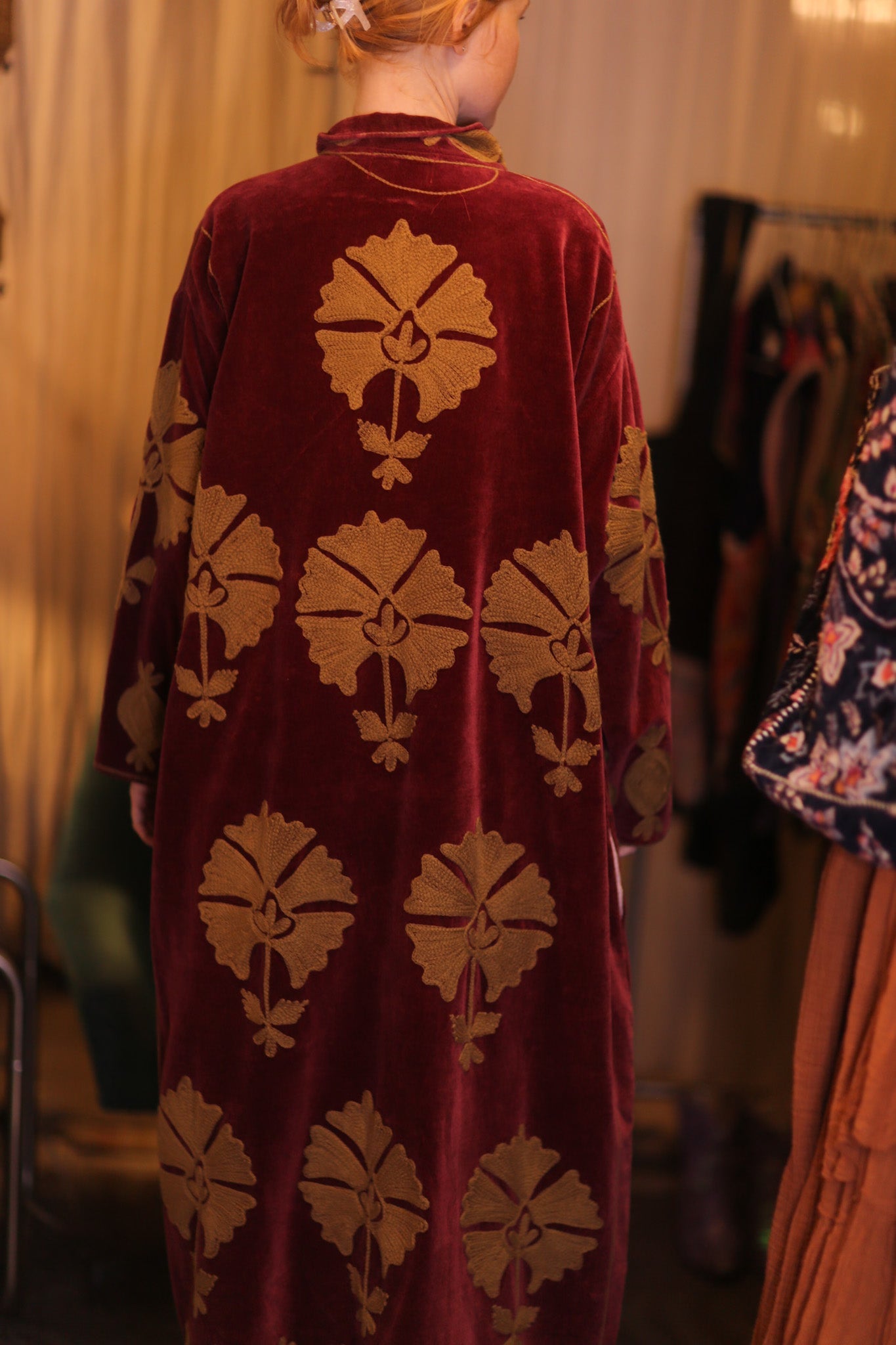 EMBROIDERED VELVET LONG COAT MISCHKA NFAI - BANGKOK TAILOR CLOTHING STORE - HANDMADE CLOTHING