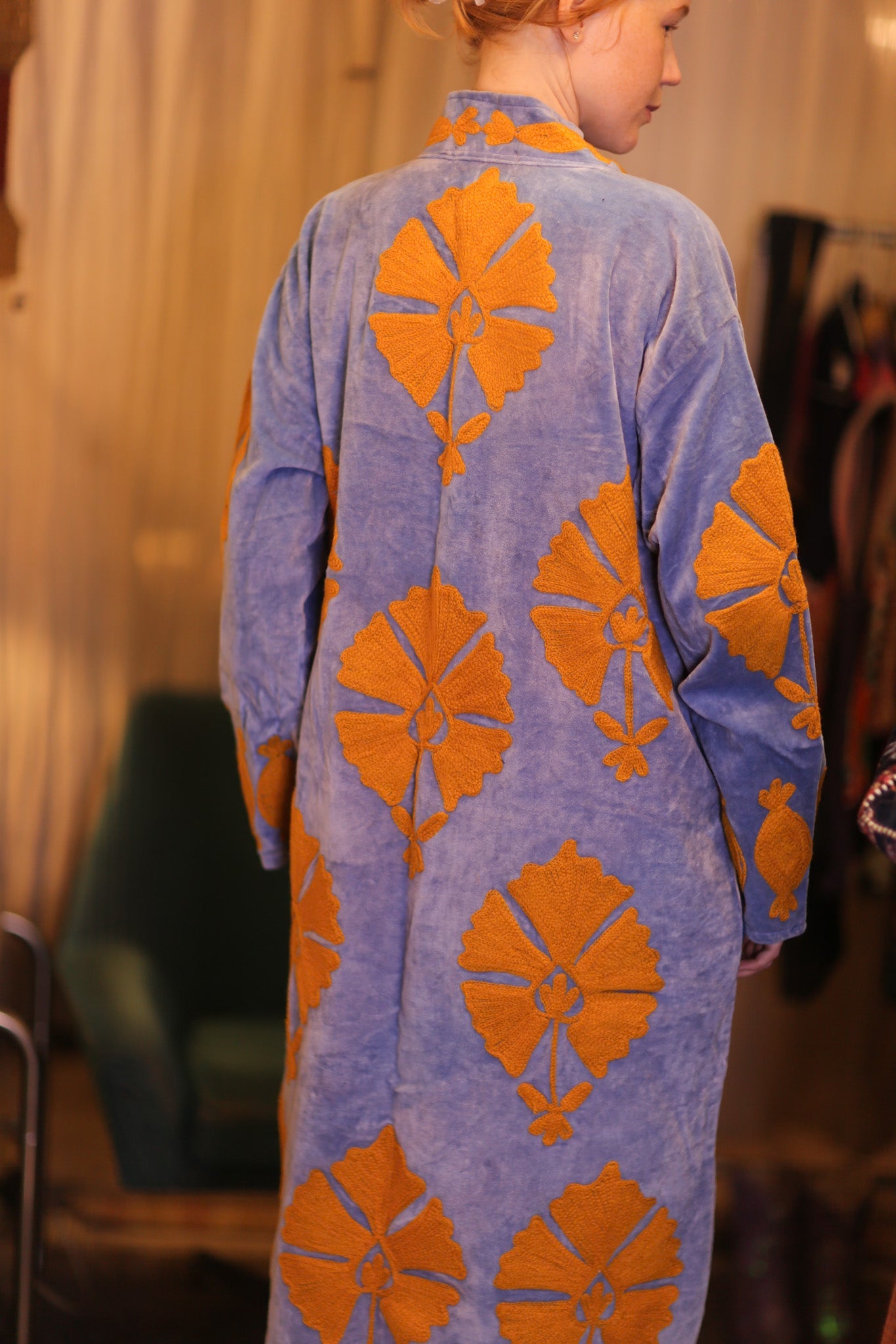 EMBROIDERED VELVET LONG COAT MISCHKA PNAM - BANGKOK TAILOR CLOTHING STORE - HANDMADE CLOTHING
