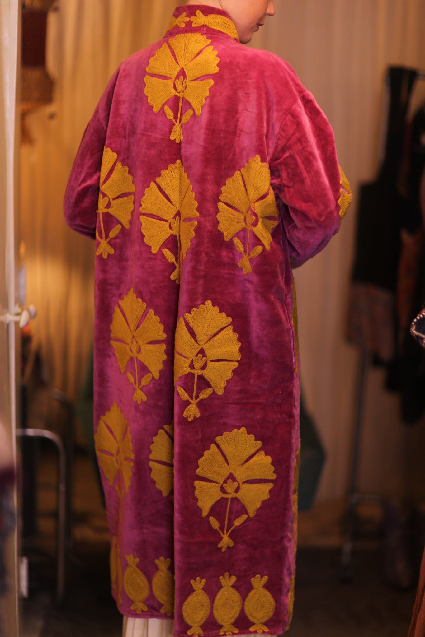 EMBROIDERED VELVET LONG COAT MISCHKA SHWEPAN - BANGKOK TAILOR CLOTHING STORE - HANDMADE CLOTHING
