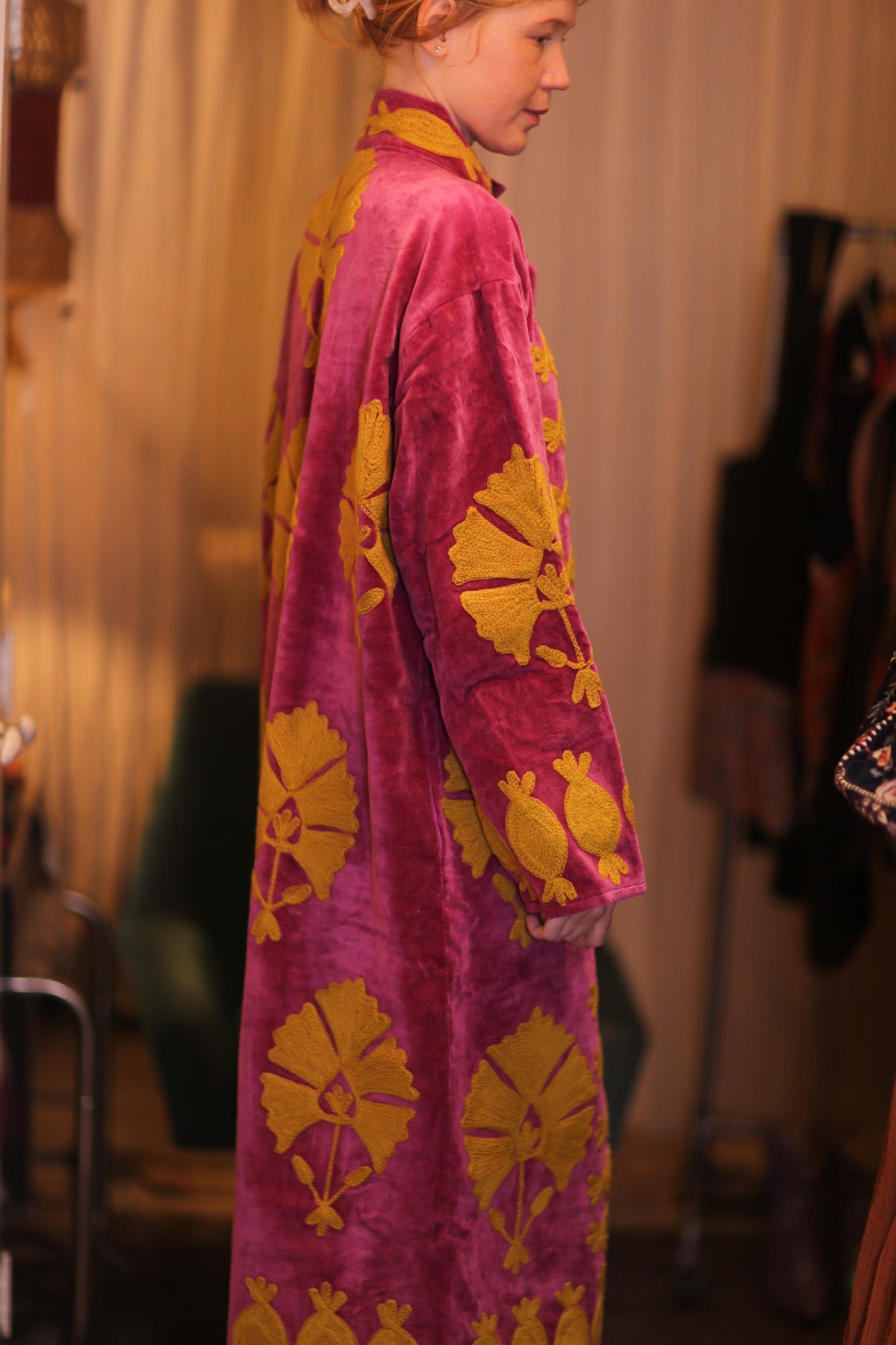 EMBROIDERED VELVET LONG COAT MISCHKA SHWEPAN - BANGKOK TAILOR CLOTHING STORE - HANDMADE CLOTHING