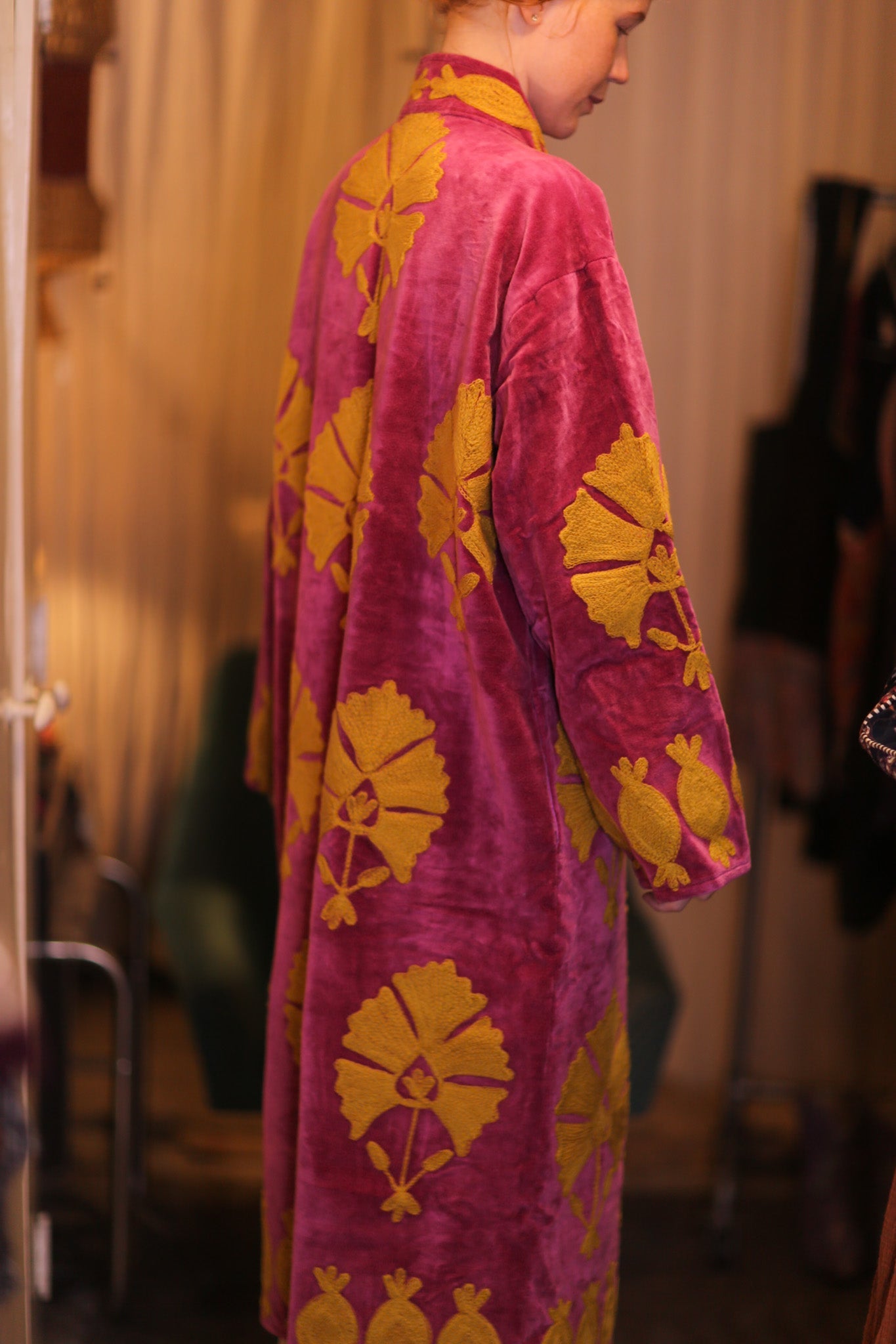 EMBROIDERED VELVET LONG COAT MISCHKA SHWEPAN - BANGKOK TAILOR CLOTHING STORE - HANDMADE CLOTHING