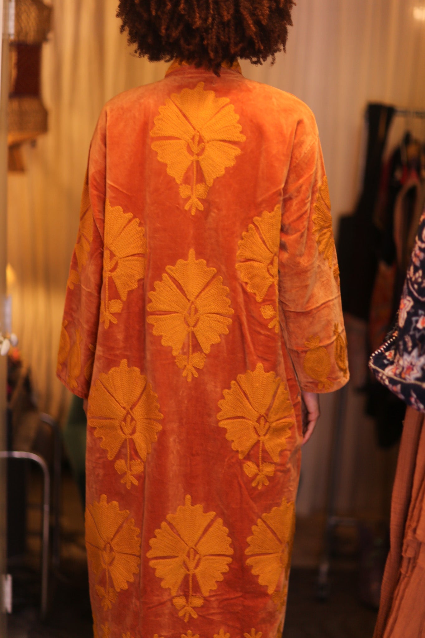 EMBROIDERED VELVET LONG COAT PDIN - BANGKOK TAILOR CLOTHING STORE - HANDMADE CLOTHING