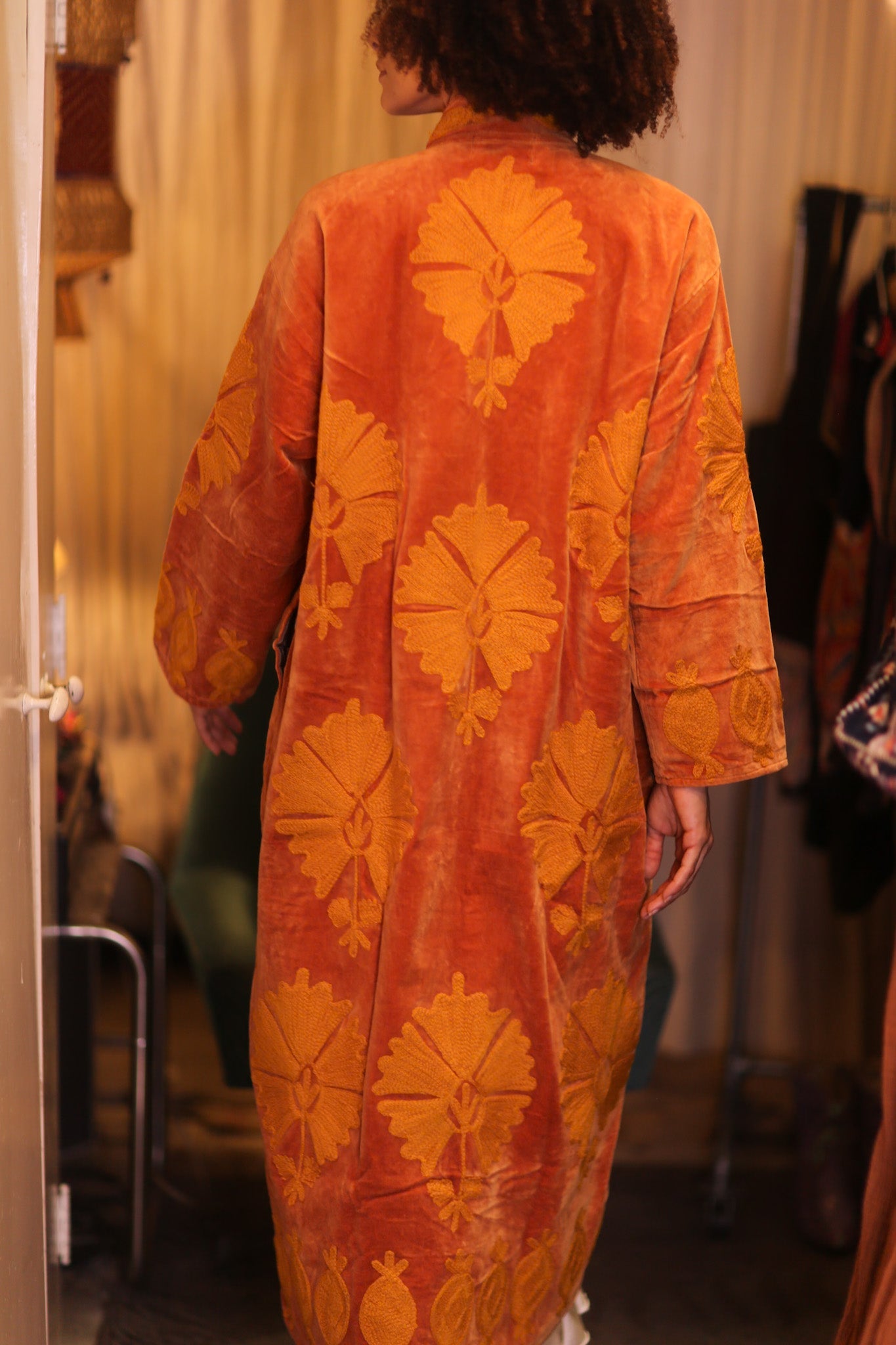 EMBROIDERED VELVET LONG COAT PDIN - BANGKOK TAILOR CLOTHING STORE - HANDMADE CLOTHING