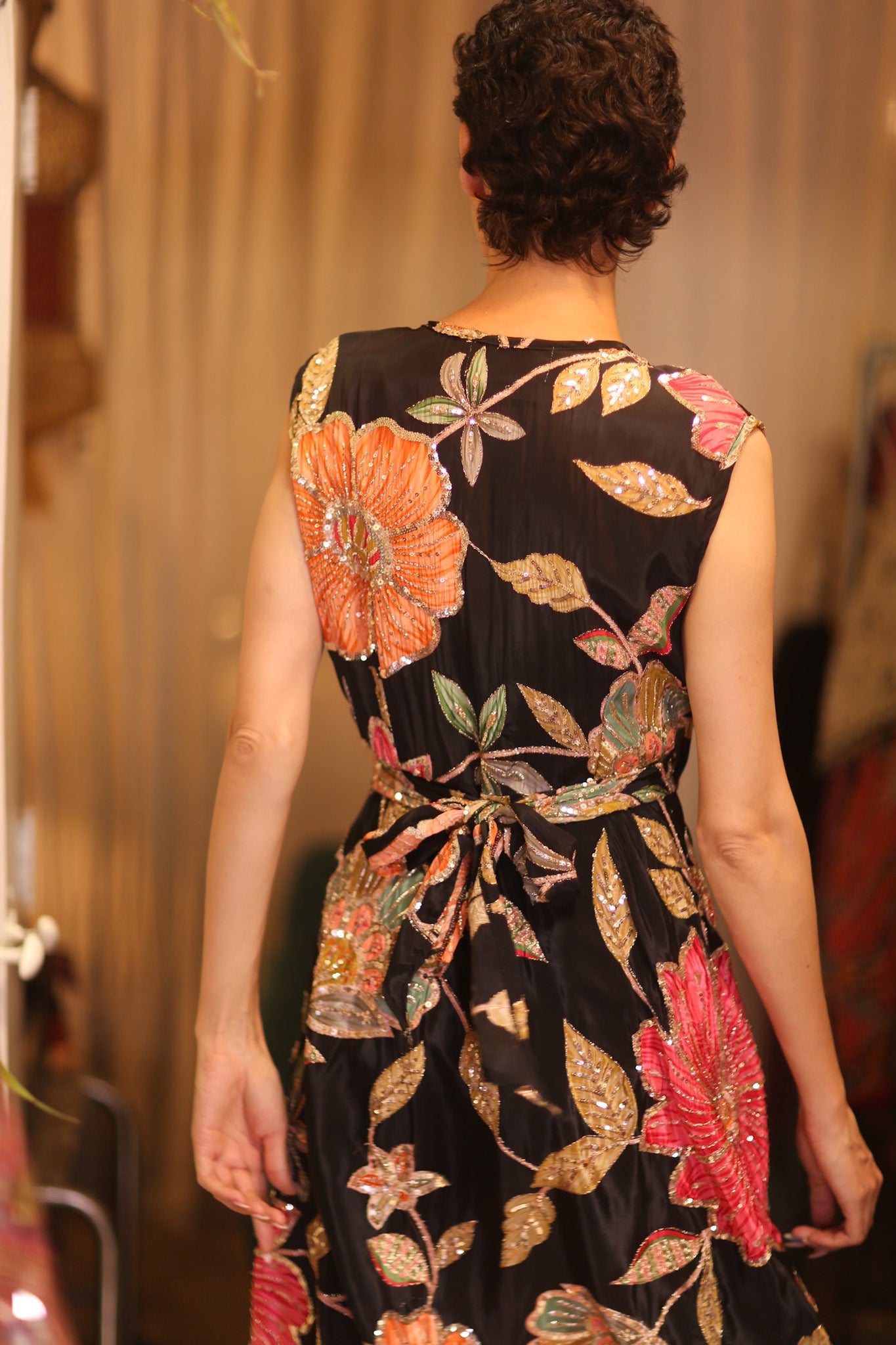 EMBROIDERED WARP SILK DRESS SHONE - BANGKOK TAILOR CLOTHING STORE - HANDMADE CLOTHING