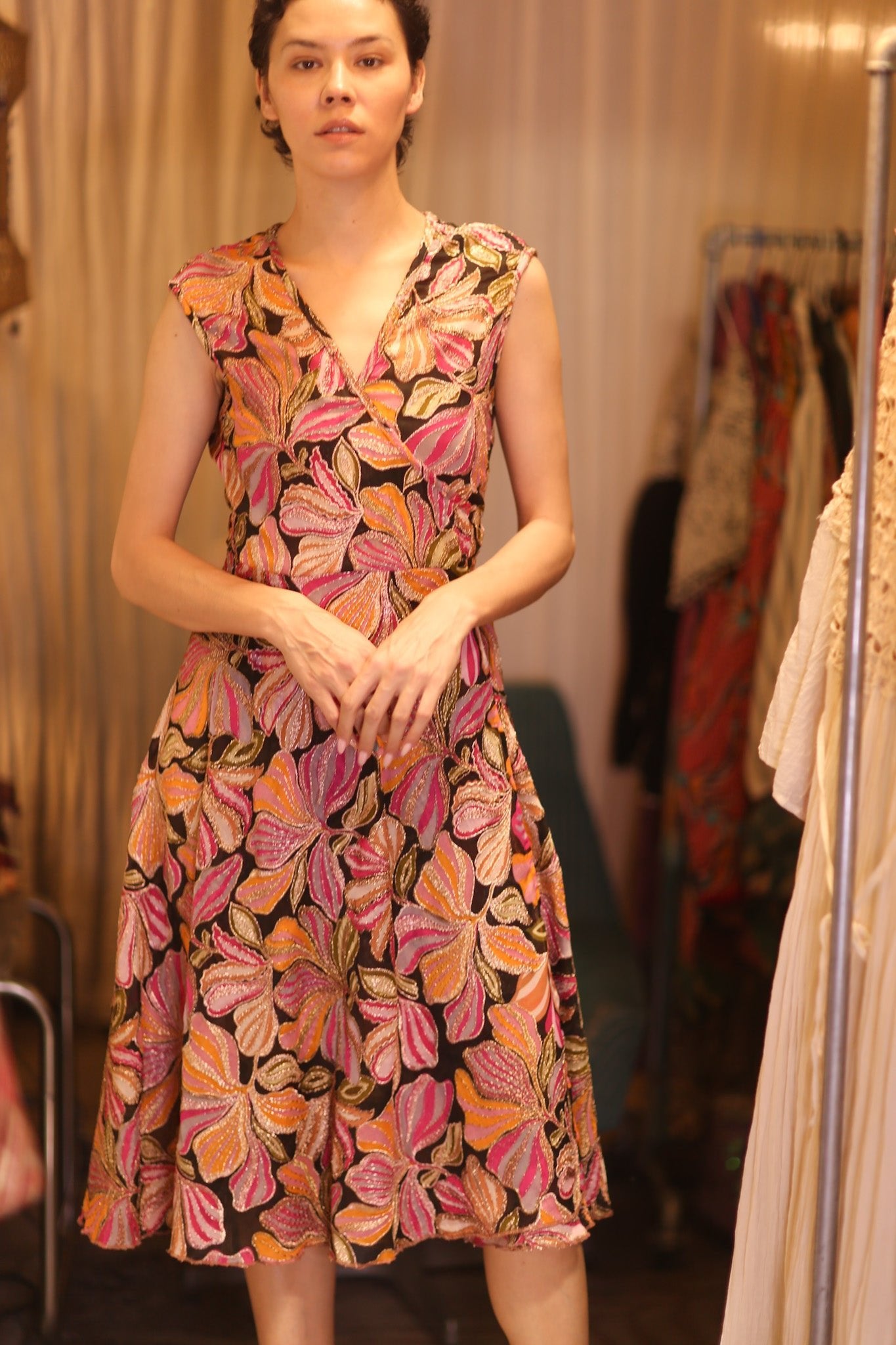 EMBROIDERED WARP SILK DRESS YWATKYAY - BANGKOK TAILOR CLOTHING STORE - HANDMADE CLOTHING