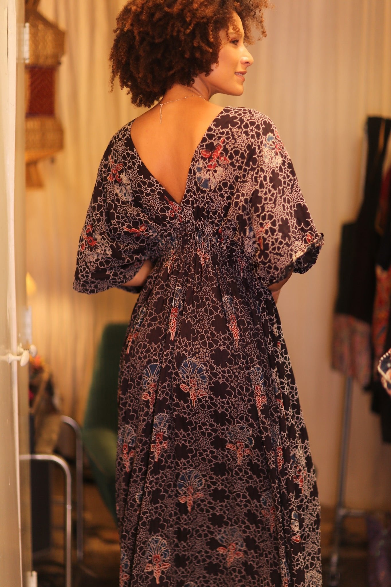 EYELET EMBROIDERED FABRIC ZURI DRESS HYDRANGEAS - BANGKOK TAILOR CLOTHING STORE - HANDMADE CLOTHING