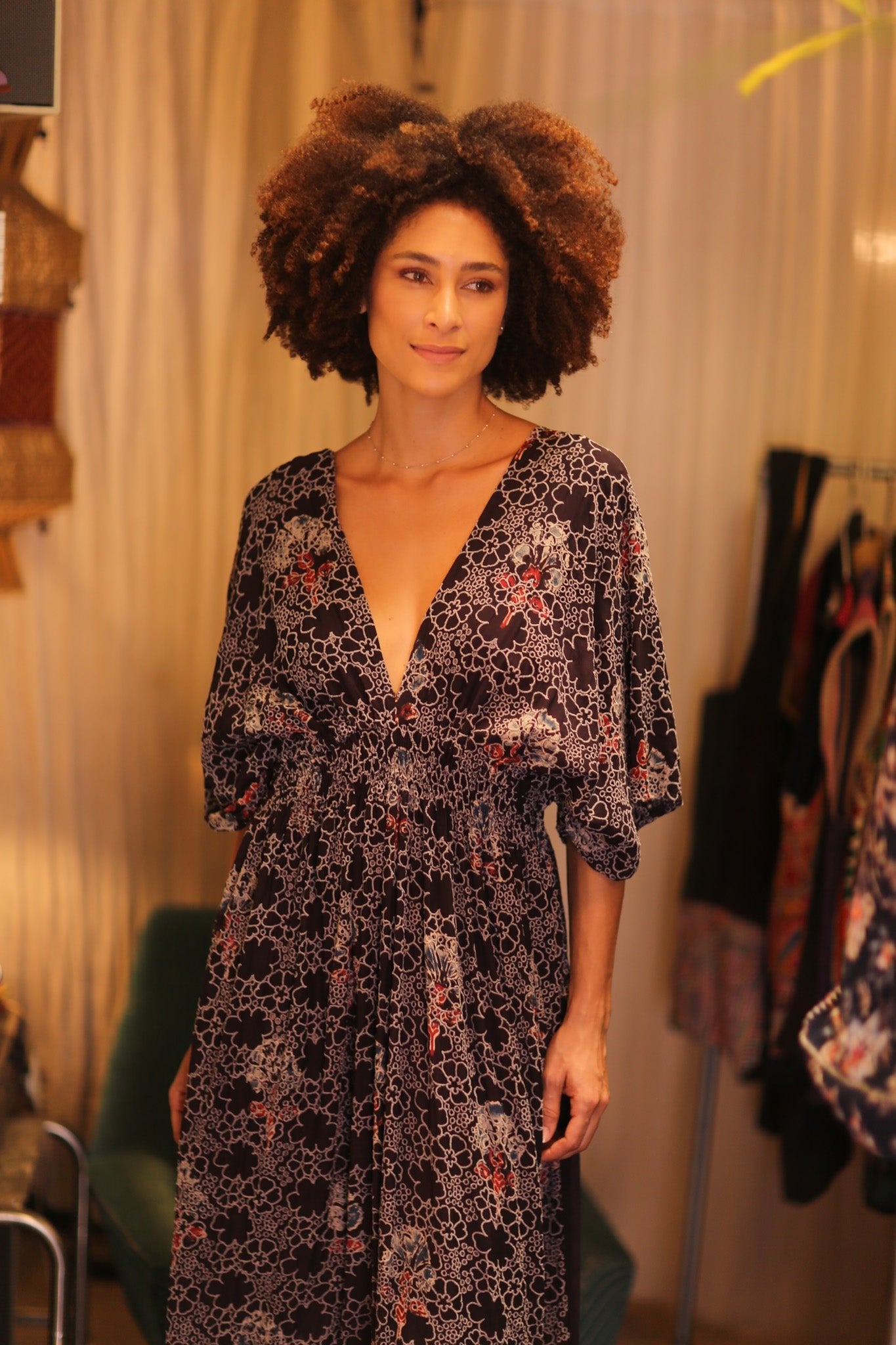 EYELET EMBROIDERED FABRIC ZURI DRESS HYDRANGEAS - BANGKOK TAILOR CLOTHING STORE - HANDMADE CLOTHING