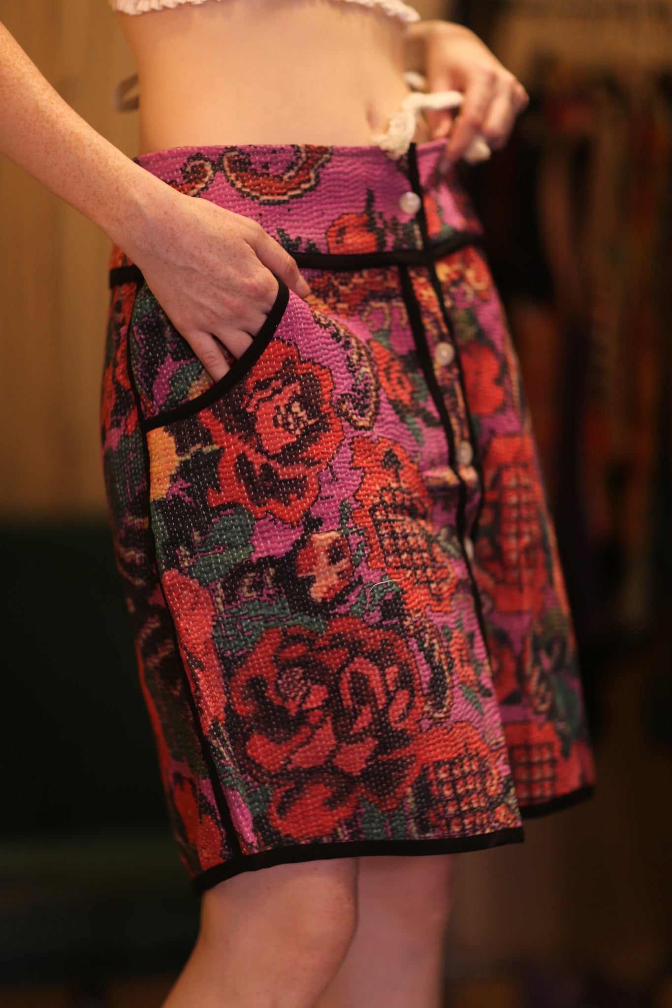 FLORAL SKIRT THE ROSE - BANGKOK TAILOR CLOTHING STORE - HANDMADE CLOTHING