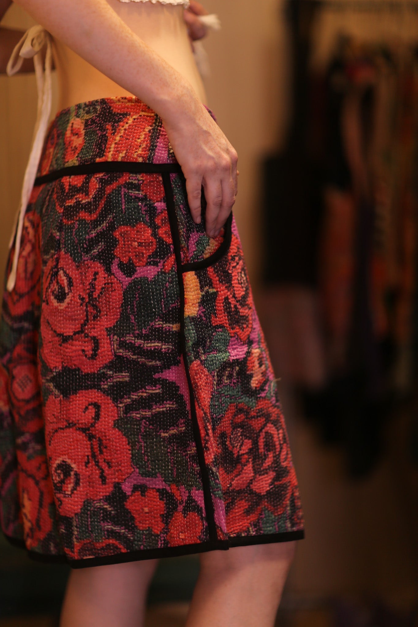 FLORAL SKIRT THE ROSE - BANGKOK TAILOR CLOTHING STORE - HANDMADE CLOTHING