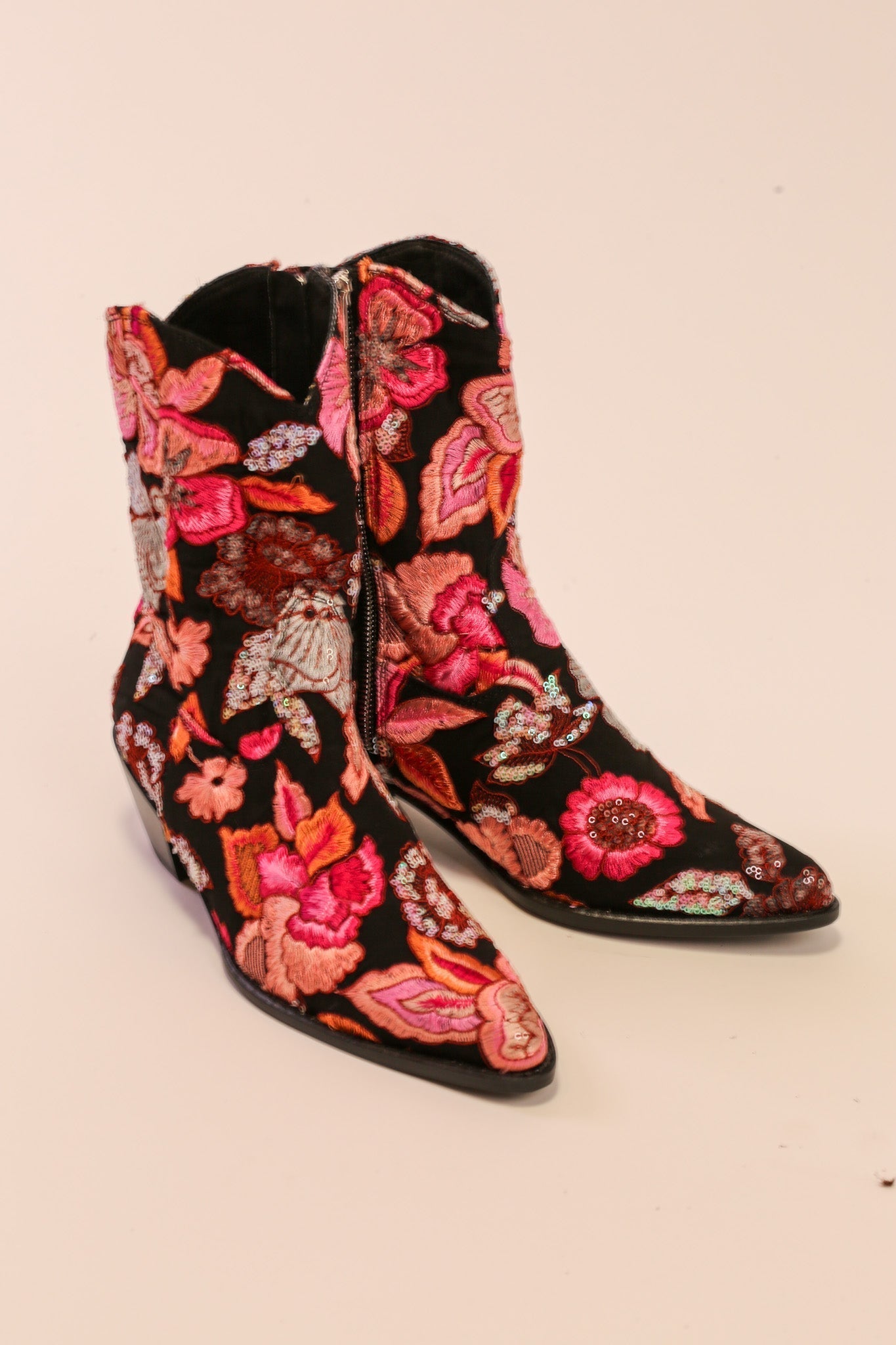 FLOWER SEQUIN EMBROIDERED BOOTS LISA - BANGKOK TAILOR CLOTHING STORE - HANDMADE CLOTHING