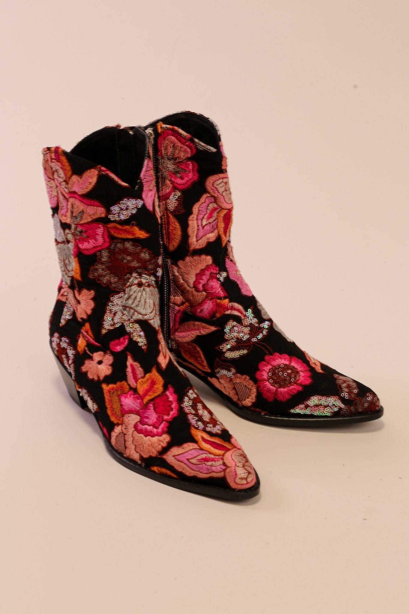 FLOWER SEQUIN EMBROIDERED BOOTS LISA - BANGKOK TAILOR CLOTHING STORE - HANDMADE CLOTHING