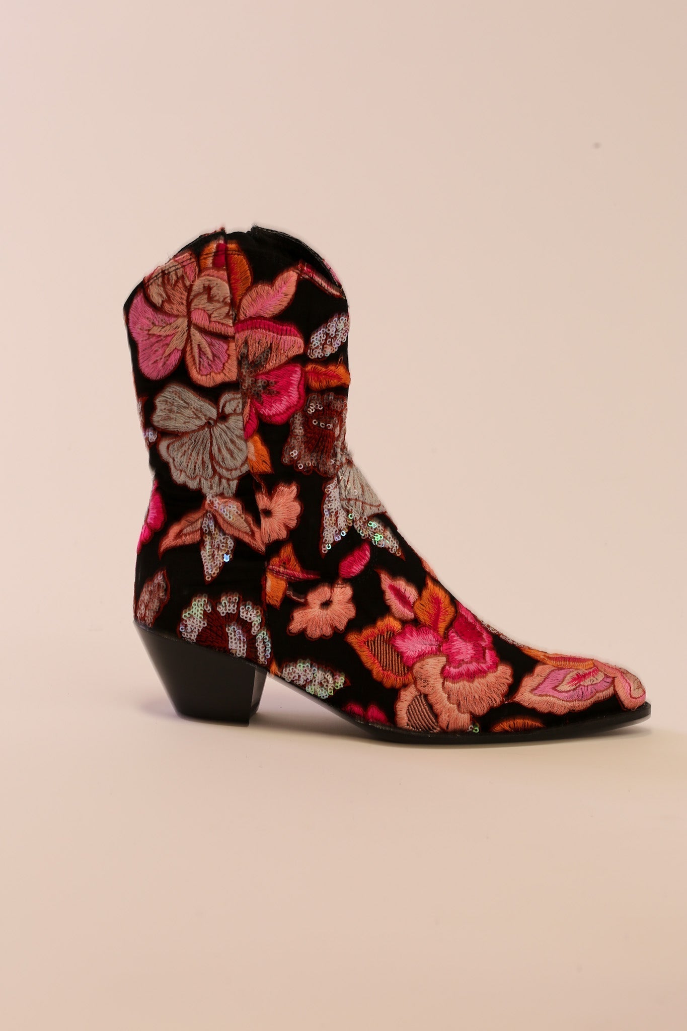 FLOWER SEQUIN EMBROIDERED BOOTS LISA - BANGKOK TAILOR CLOTHING STORE - HANDMADE CLOTHING