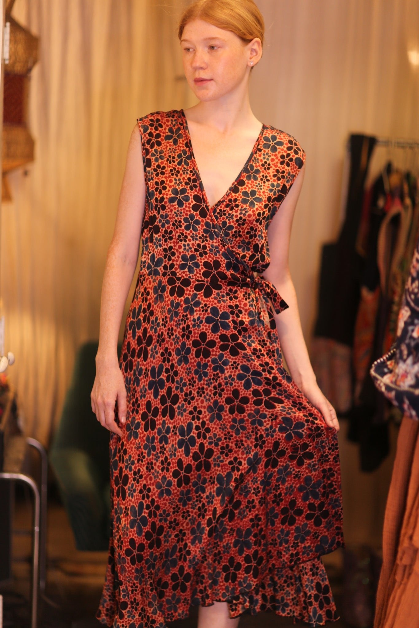 GABRIELE WRAP SILK DRESS PLUMERIA - BANGKOK TAILOR CLOTHING STORE - HANDMADE CLOTHING