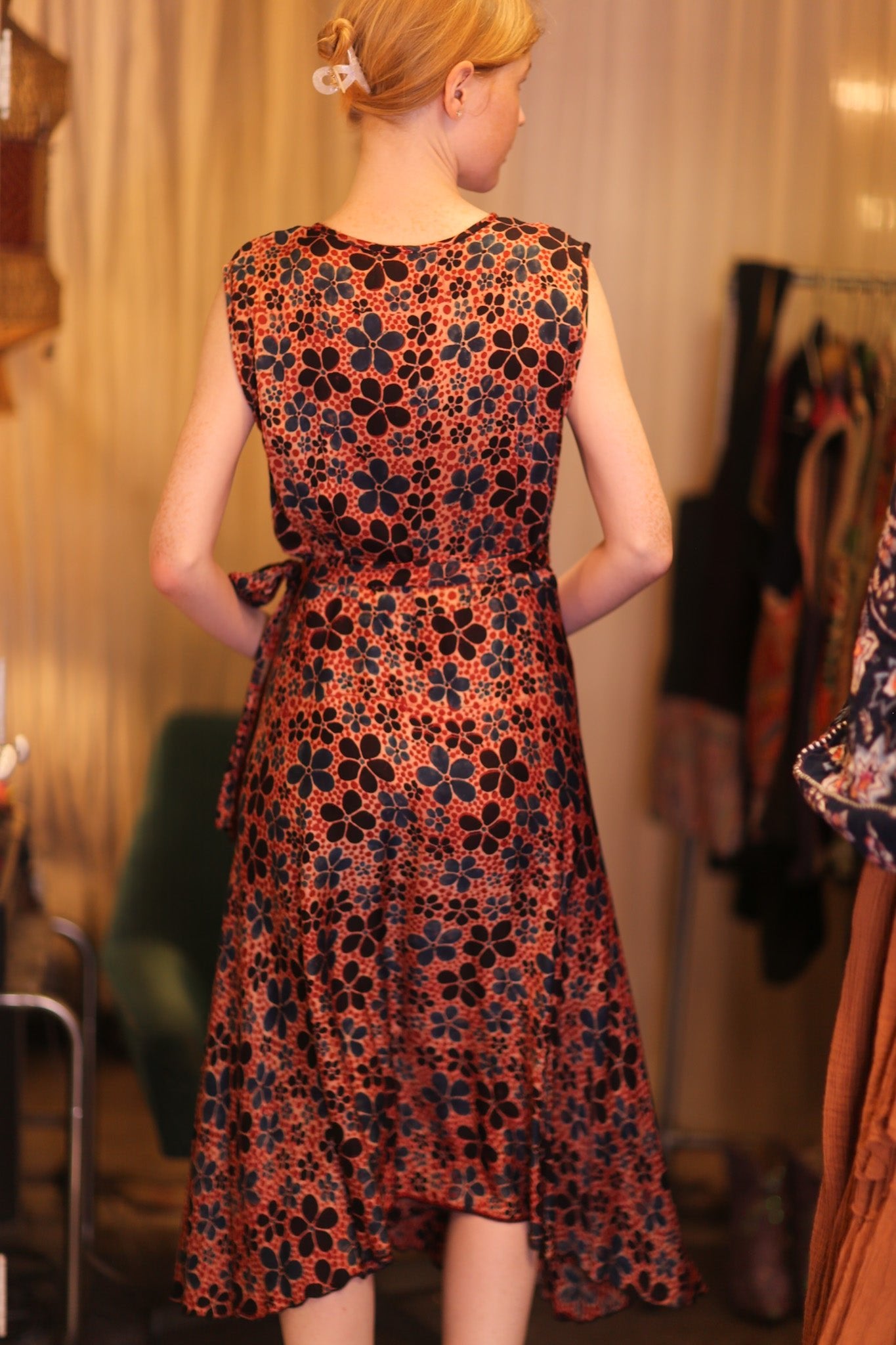 GABRIELE WRAP SILK DRESS PLUMERIA - BANGKOK TAILOR CLOTHING STORE - HANDMADE CLOTHING