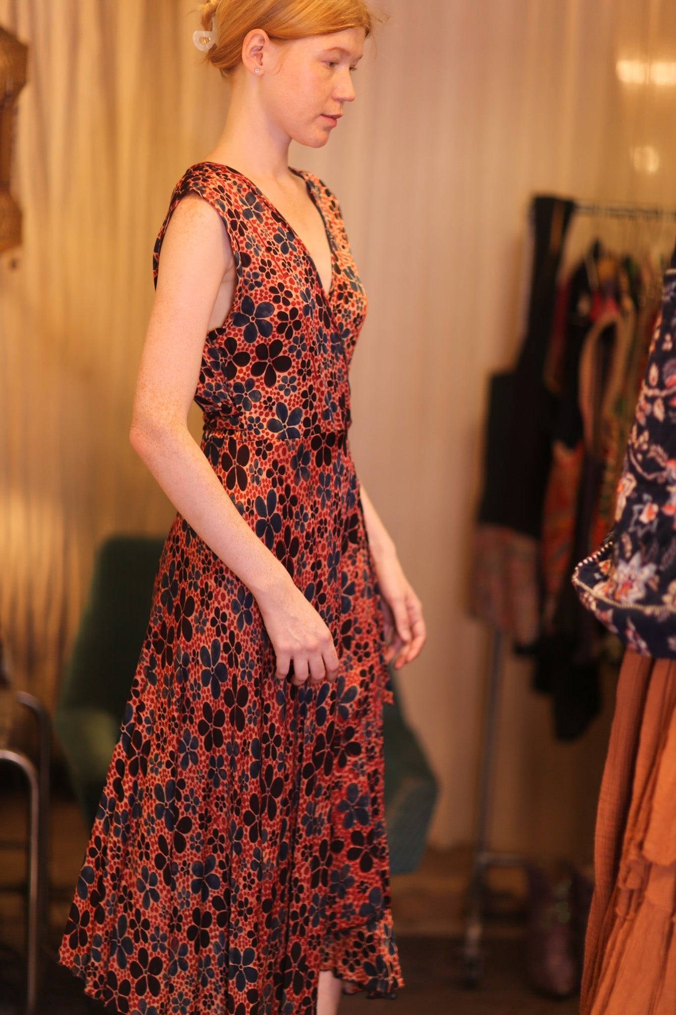 GABRIELE WRAP SILK DRESS PLUMERIA - BANGKOK TAILOR CLOTHING STORE - HANDMADE CLOTHING