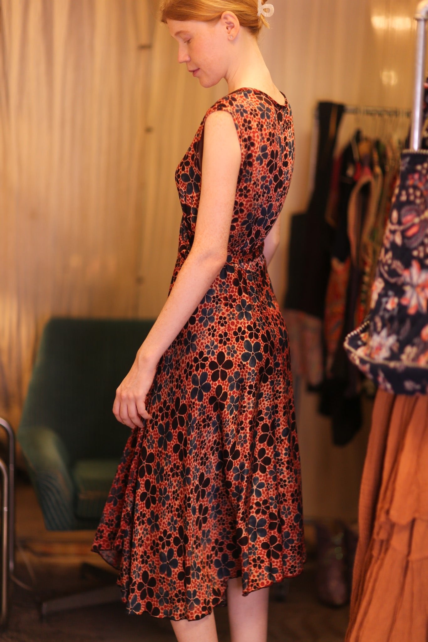 GABRIELE WRAP SILK DRESS PLUMERIA - BANGKOK TAILOR CLOTHING STORE - HANDMADE CLOTHING