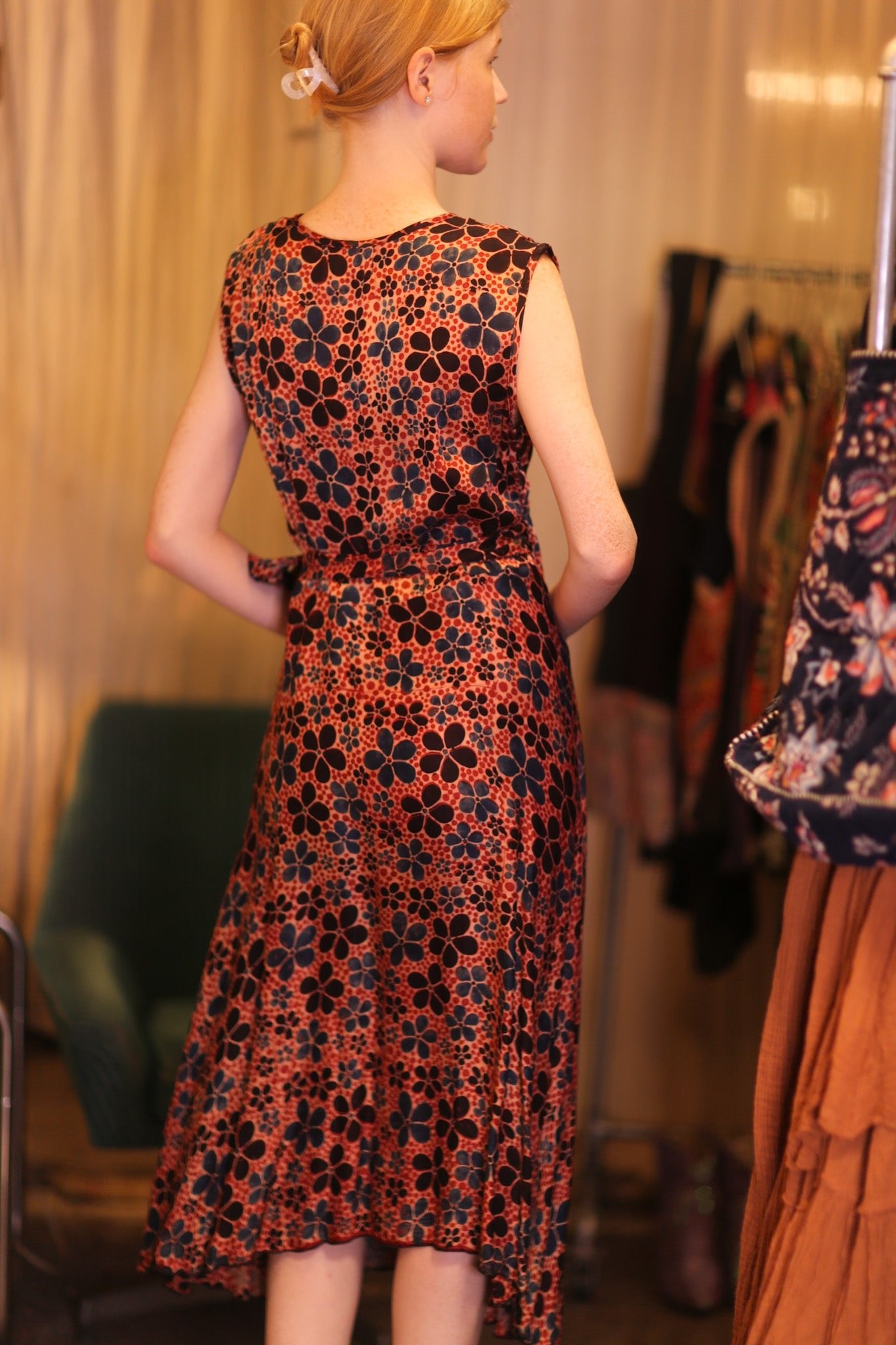 GABRIELE WRAP SILK DRESS PLUMERIA - BANGKOK TAILOR CLOTHING STORE - HANDMADE CLOTHING