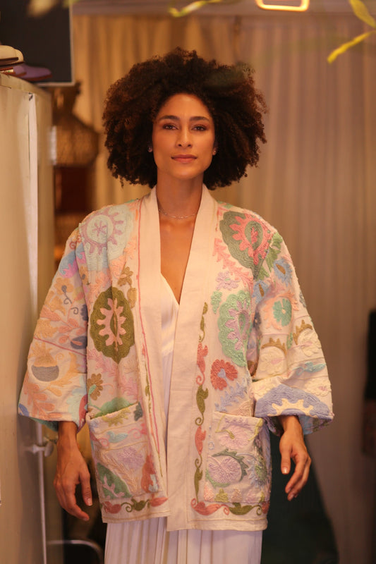 GINEVRA EMBROIDERED SUZANI KIMONO COCO - BANGKOK TAILOR CLOTHING STORE - HANDMADE CLOTHING
