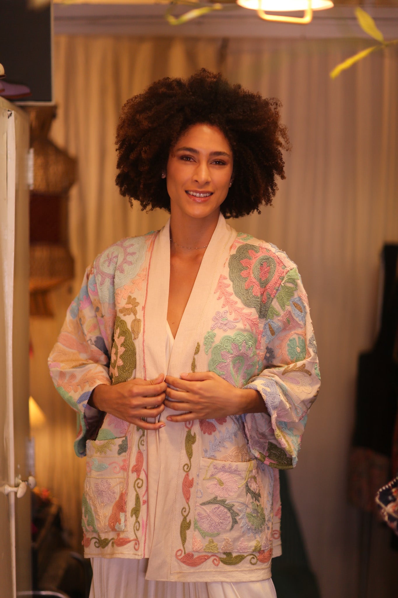 GINEVRA EMBROIDERED SUZANI KIMONO COCO - BANGKOK TAILOR CLOTHING STORE - HANDMADE CLOTHING