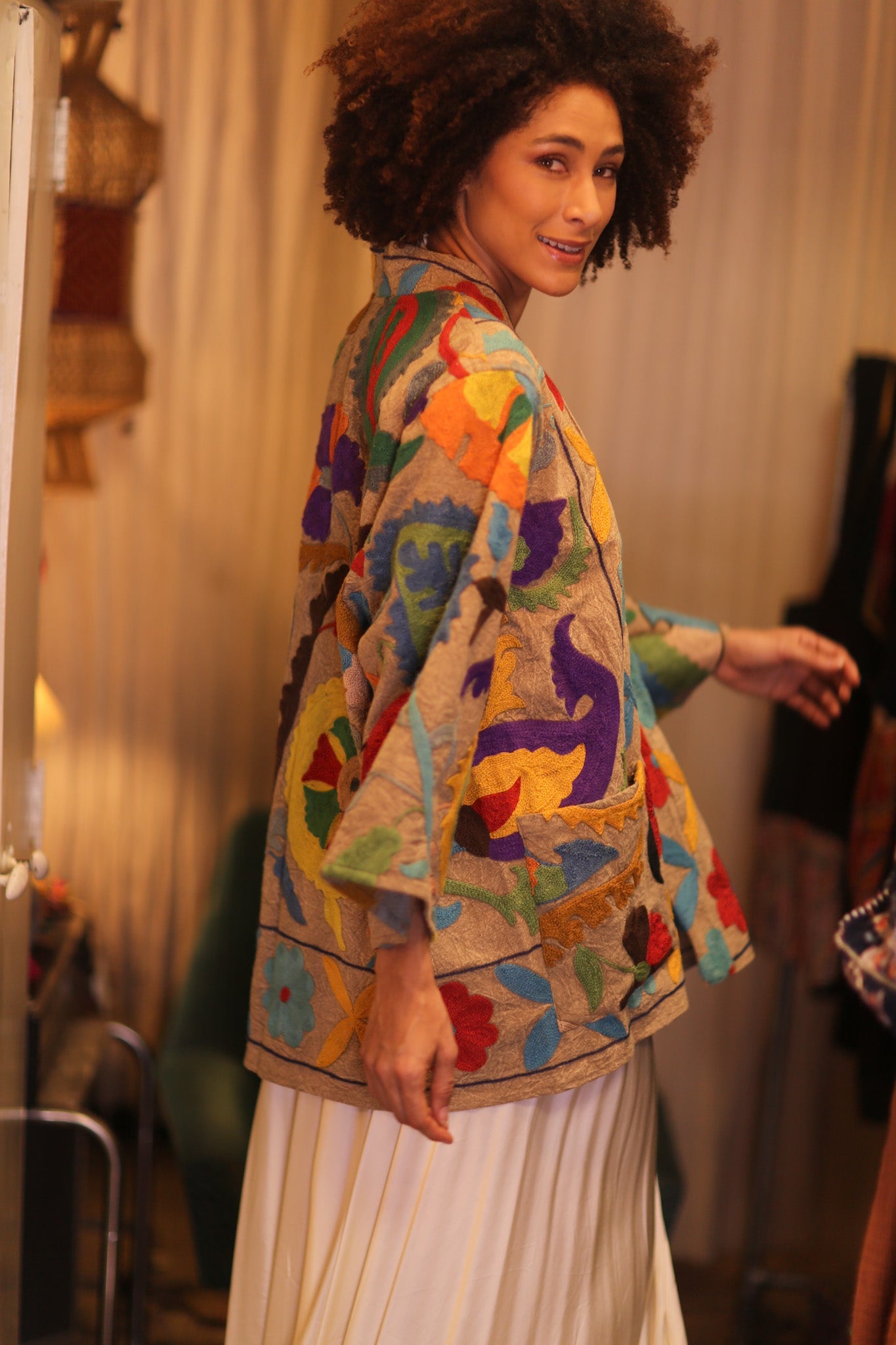 GINEVRA EMBROIDERED SUZANI KIMONO ENCHANTED - BANGKOK TAILOR CLOTHING STORE - HANDMADE CLOTHING