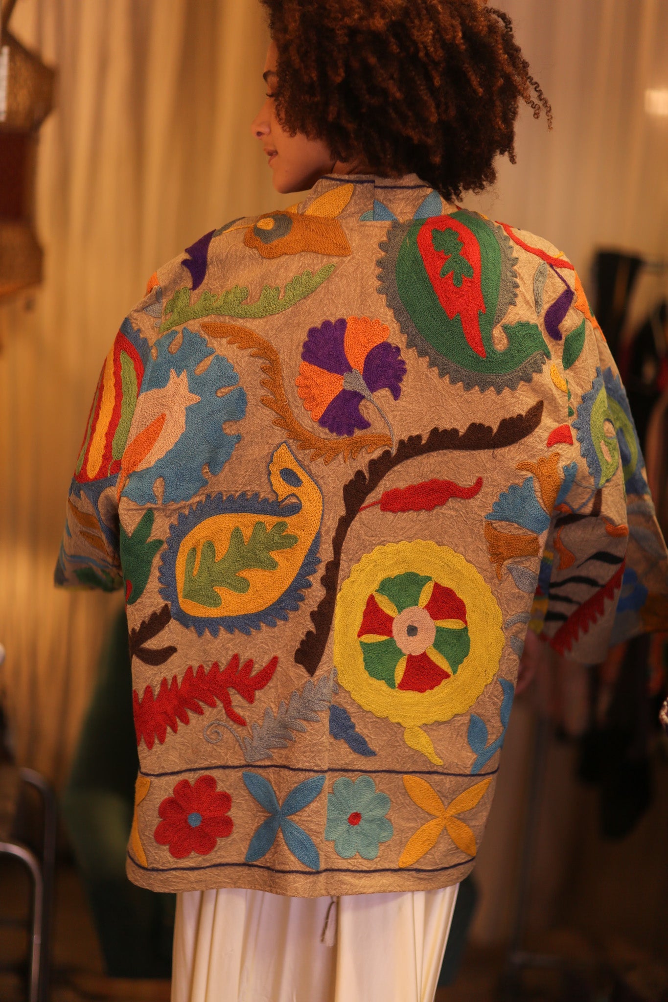 GINEVRA EMBROIDERED SUZANI KIMONO ENCHANTED - BANGKOK TAILOR CLOTHING STORE - HANDMADE CLOTHING