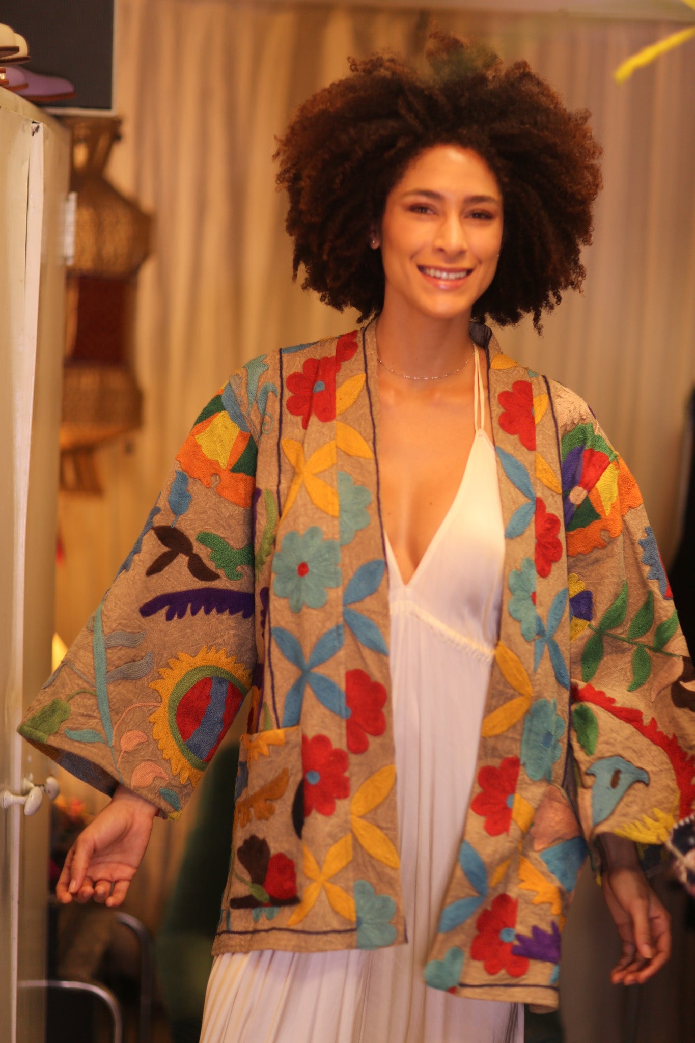 GINEVRA EMBROIDERED SUZANI KIMONO ENCHANTED - BANGKOK TAILOR CLOTHING STORE - HANDMADE CLOTHING