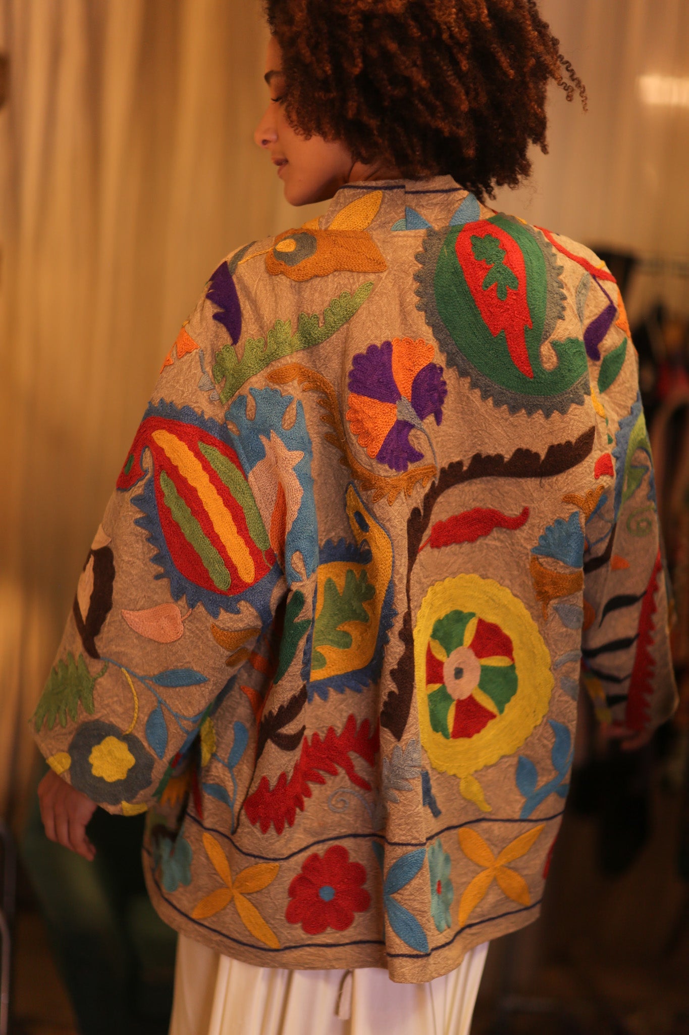 GINEVRA EMBROIDERED SUZANI KIMONO ENCHANTED - BANGKOK TAILOR CLOTHING STORE - HANDMADE CLOTHING