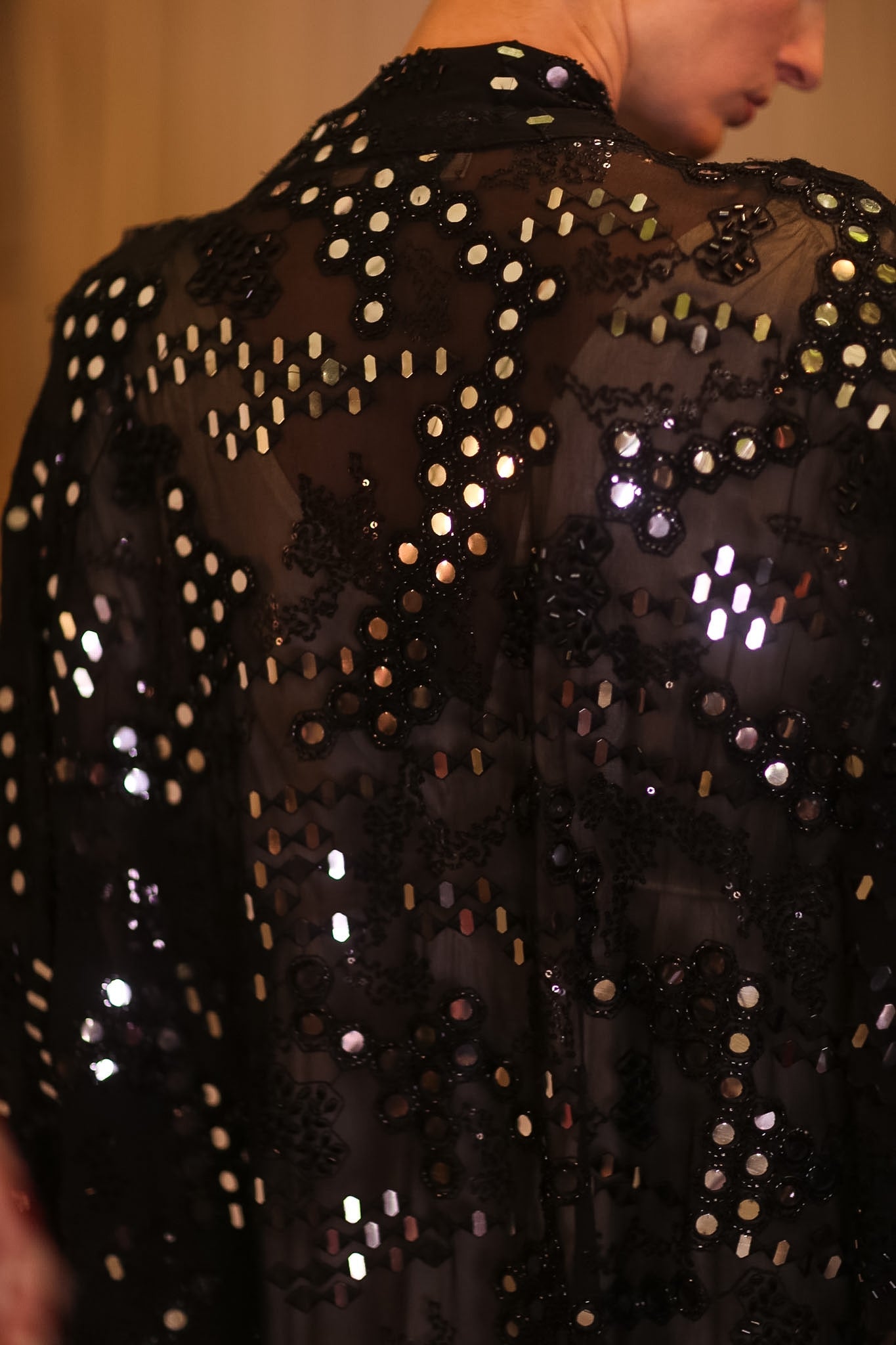 GLASS ART BLACK LONG KIMONO - BANGKOK TAILOR CLOTHING STORE - HANDMADE CLOTHING