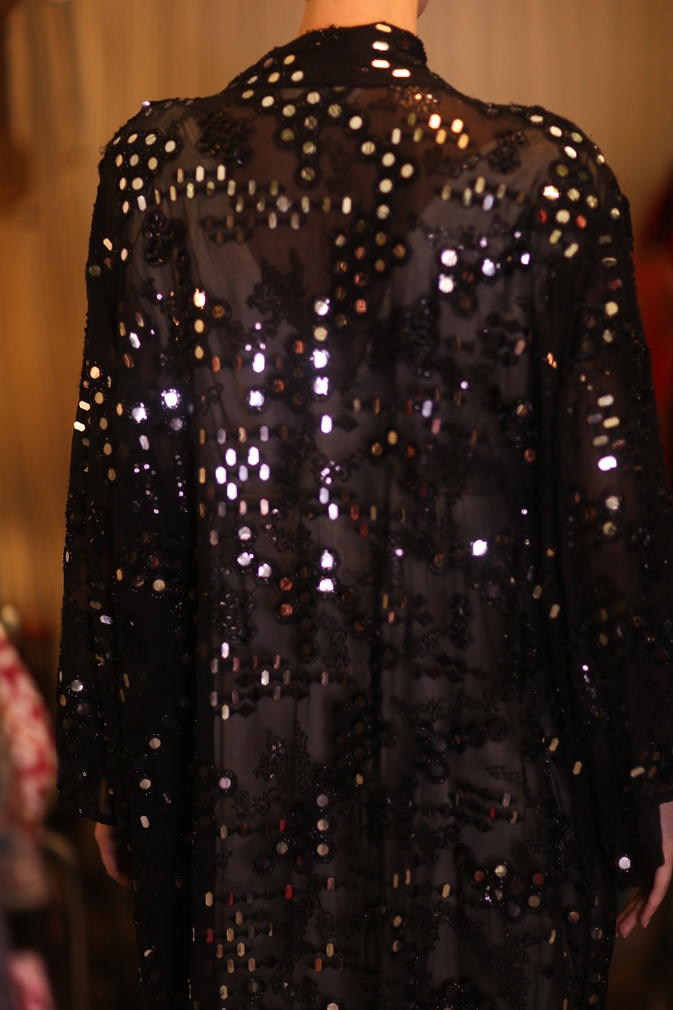 GLASS ART BLACK LONG KIMONO - BANGKOK TAILOR CLOTHING STORE - HANDMADE CLOTHING