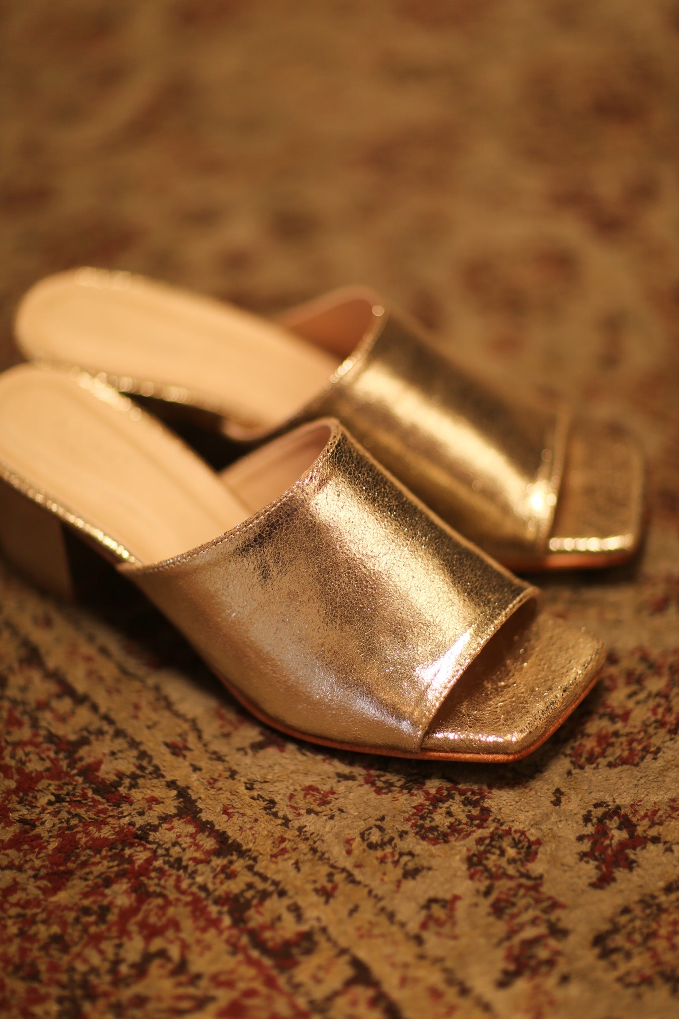 GLITTER GOLD HEELED MULES - BANGKOK TAILOR CLOTHING STORE - HANDMADE CLOTHING