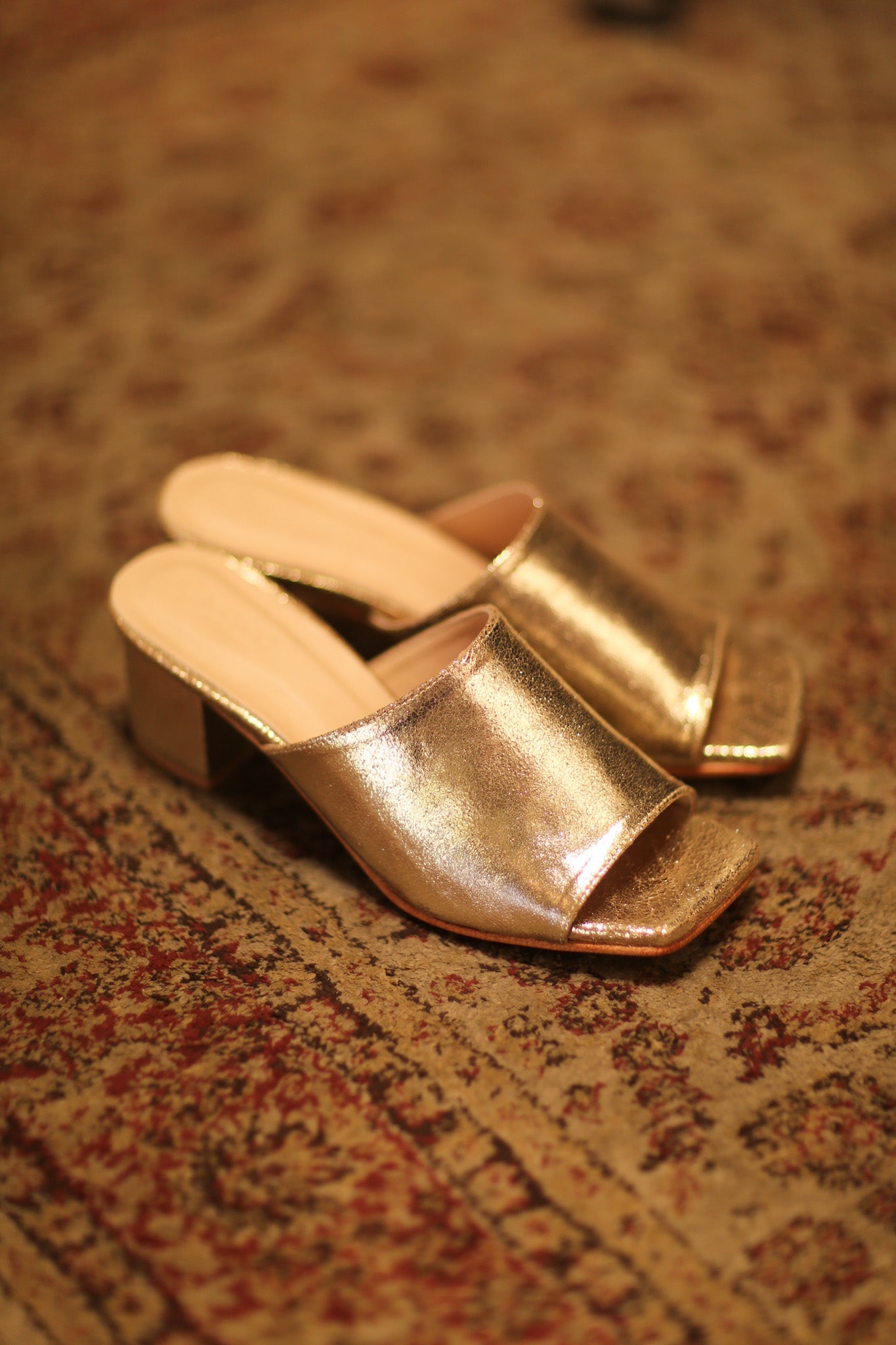 GLITTER GOLD HEELED MULES - BANGKOK TAILOR CLOTHING STORE - HANDMADE CLOTHING