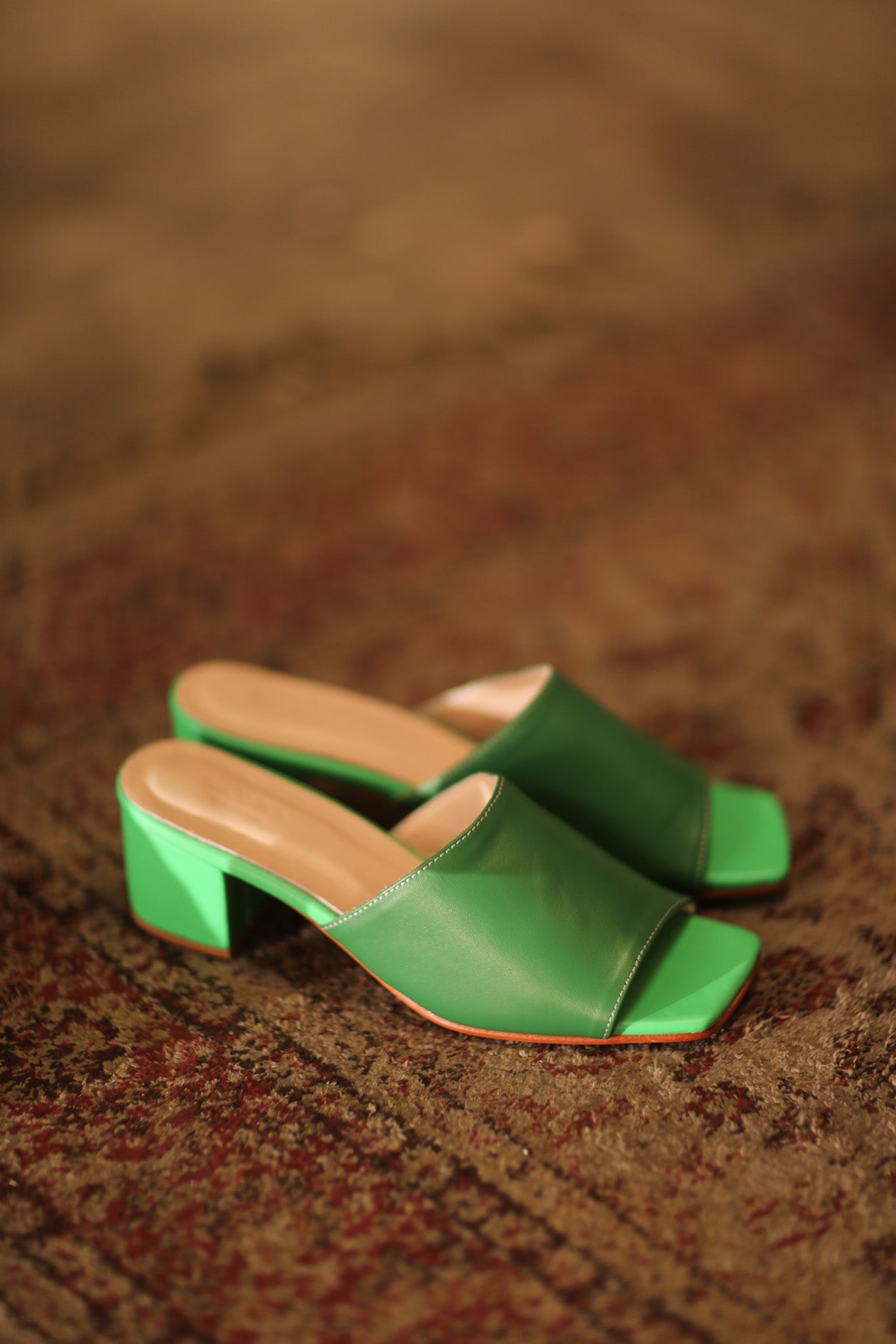 GREEN HEELED MULES LORIN - BANGKOK TAILOR CLOTHING STORE - HANDMADE CLOTHING